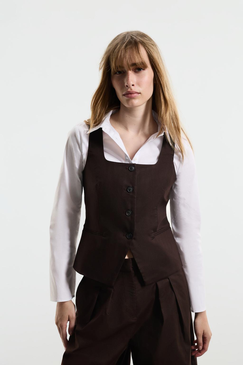 Button-front halter vest