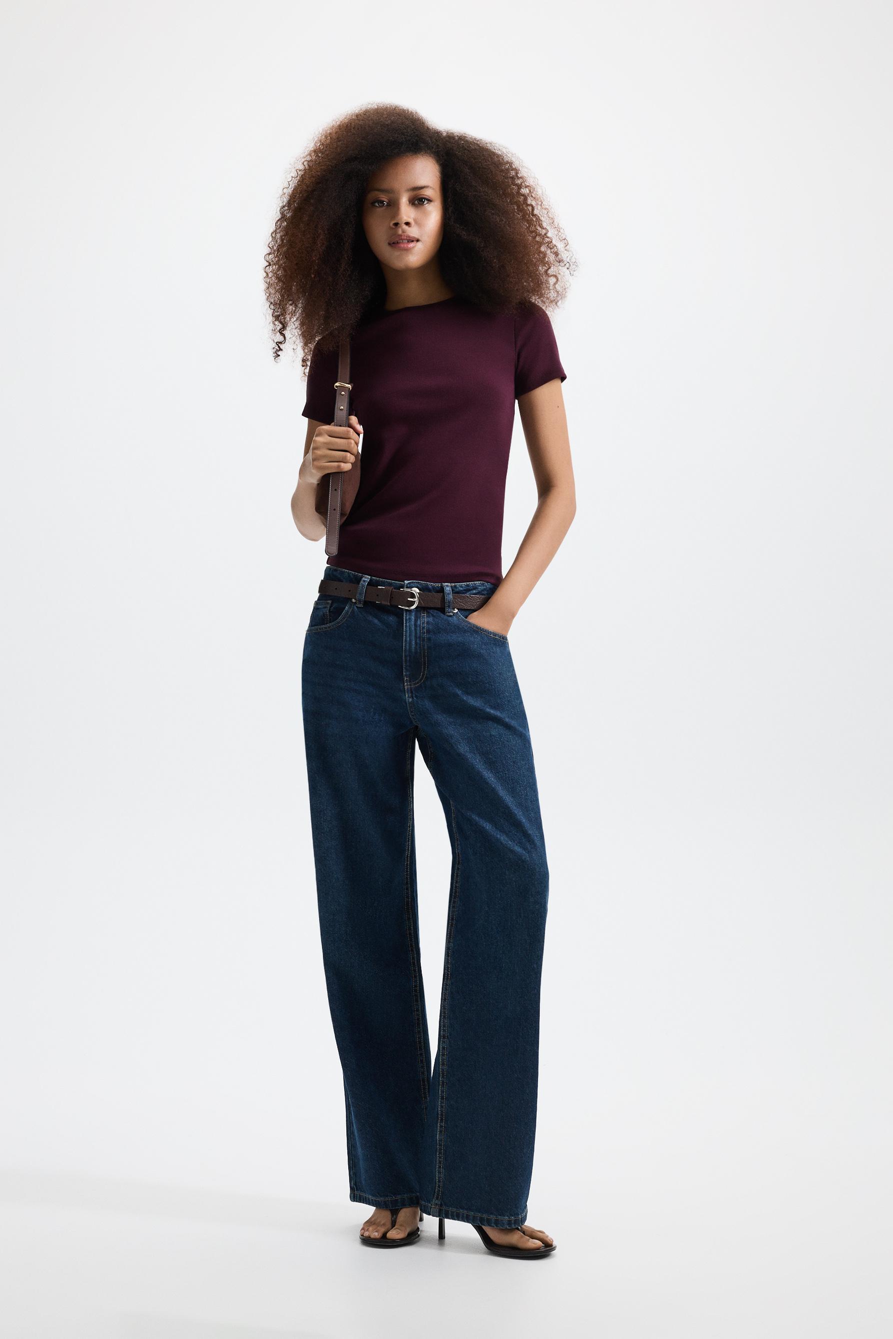 Ribbed T-shirt — MAROON