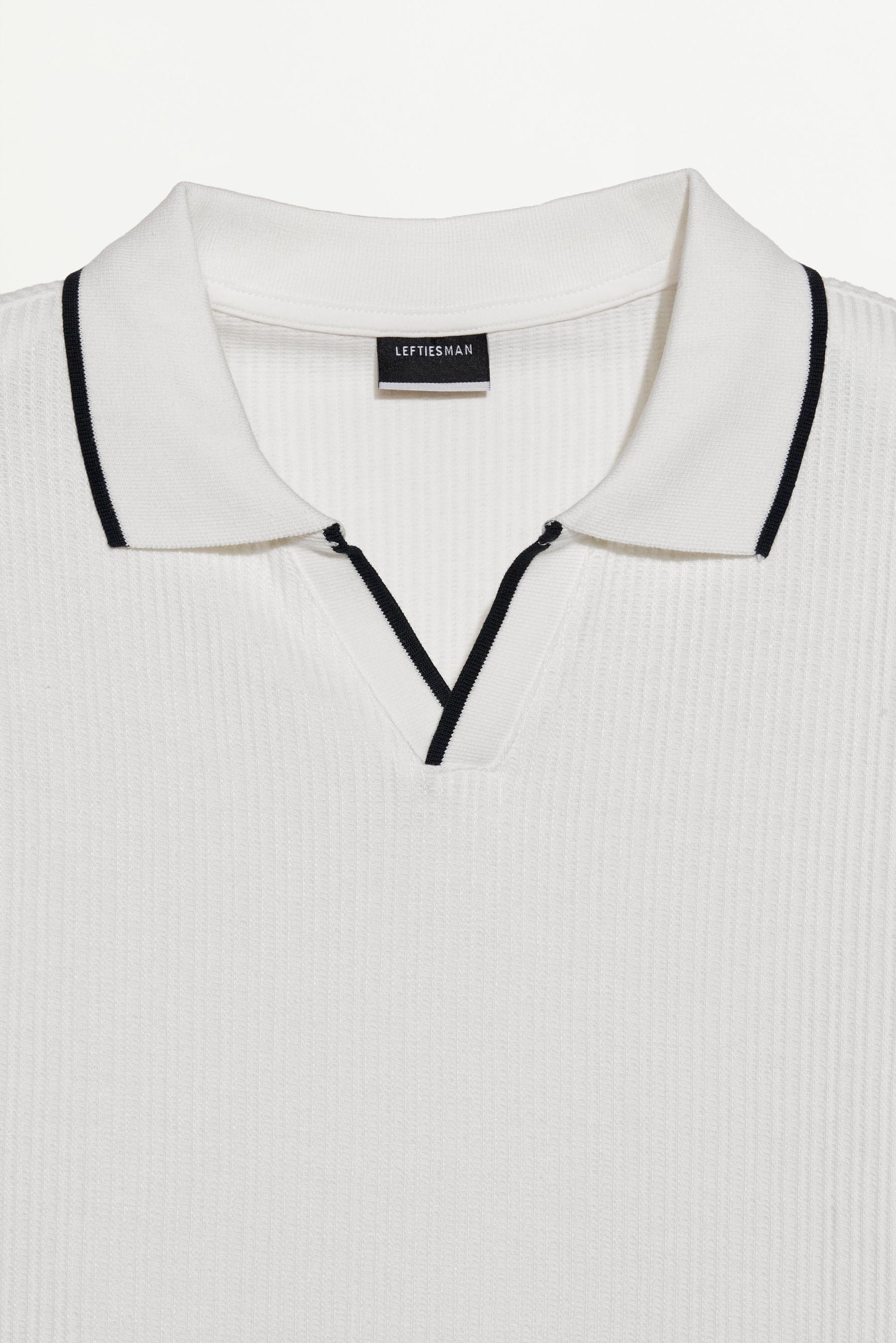 Contrast rib polo shirt — PINKISH WHITE
