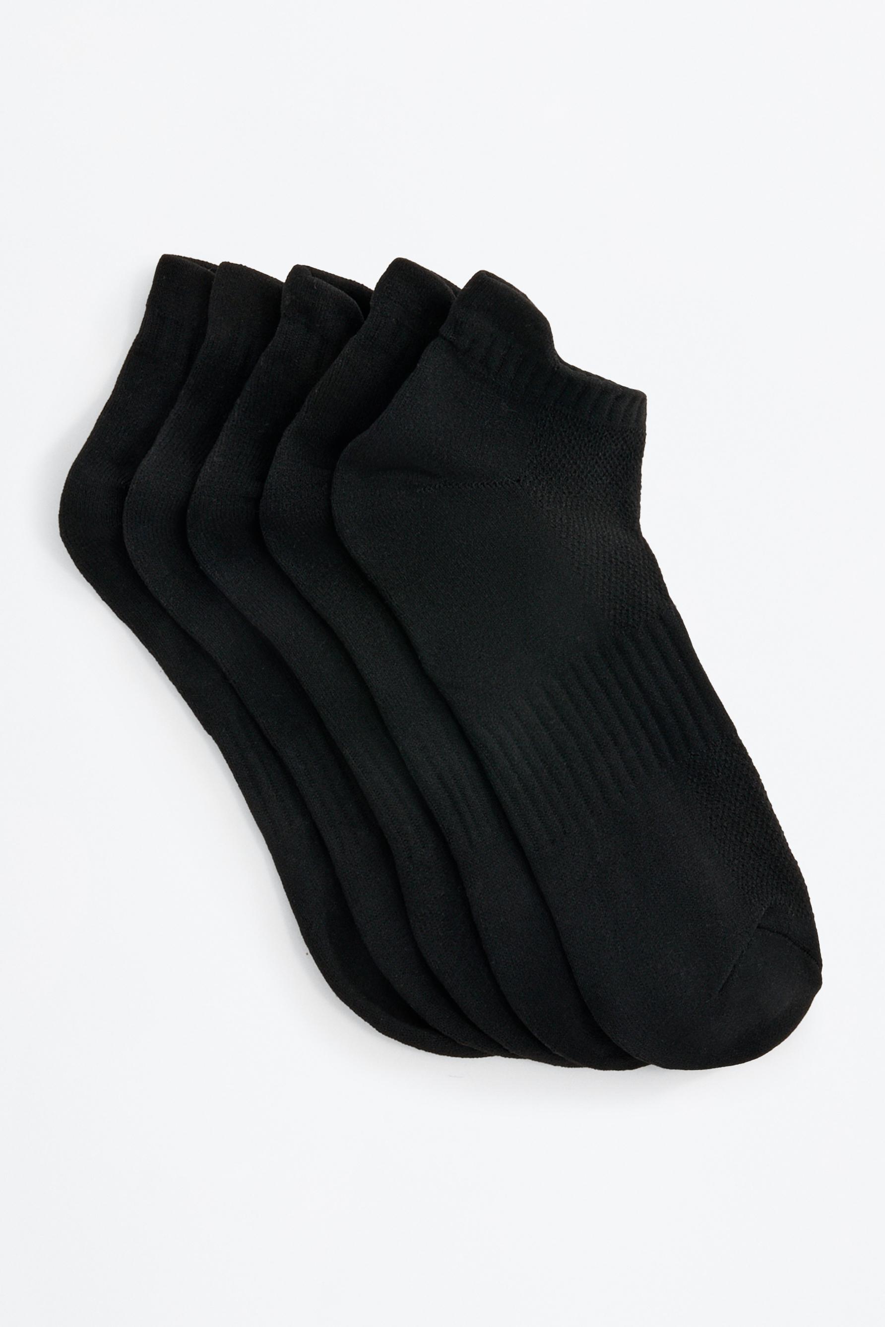 Sports ankle socks (5-pack) — BLACK