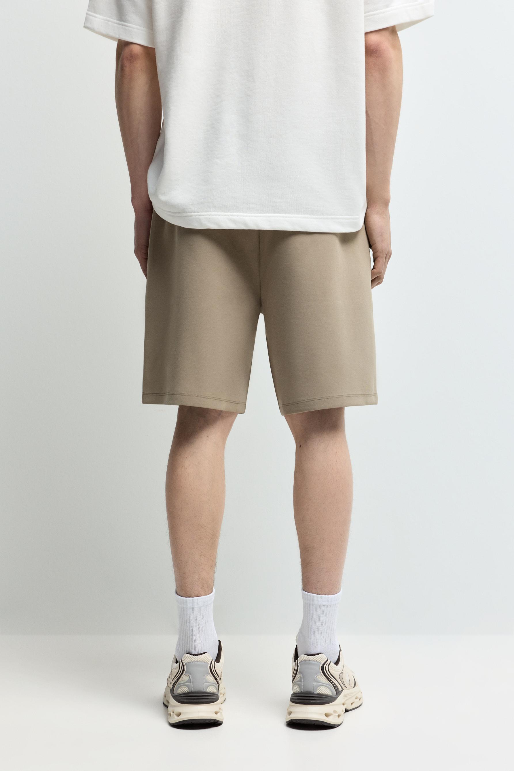 Basic interlock Bermuda shorts — TOBACCO BROWN