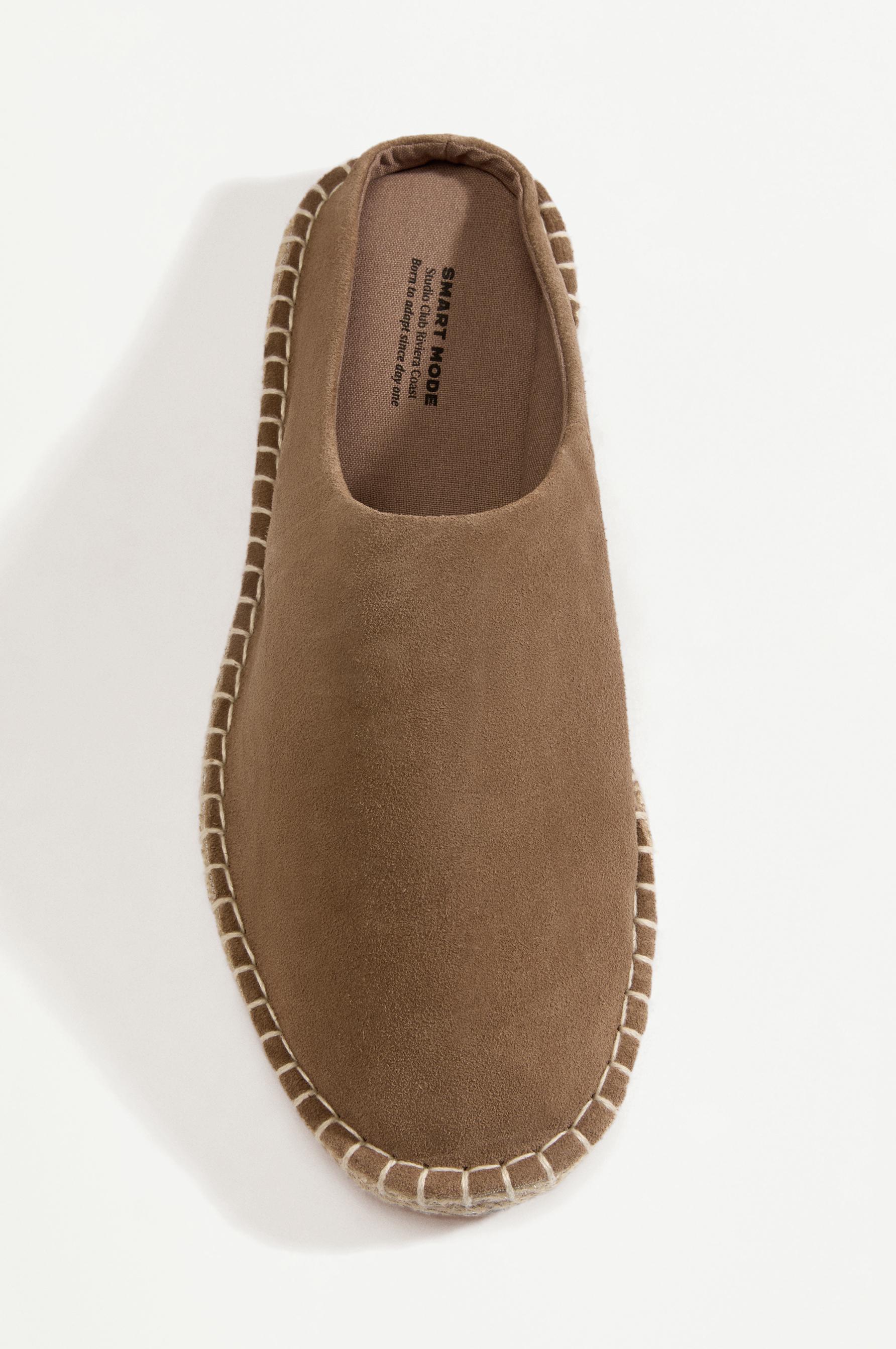 Jute-effect leather clogs — BROWN
