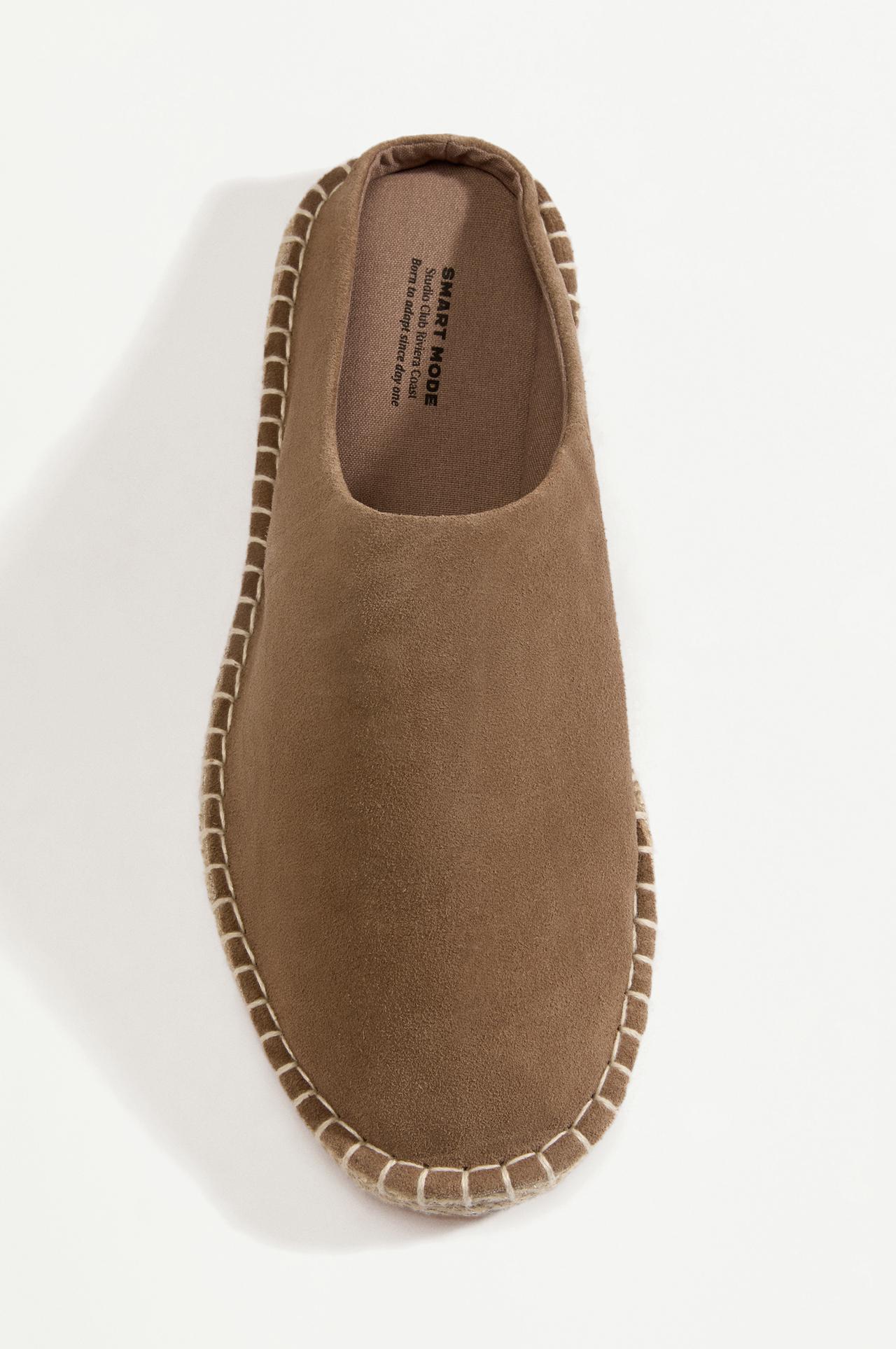 Jute-effect leather clogs — BROWN