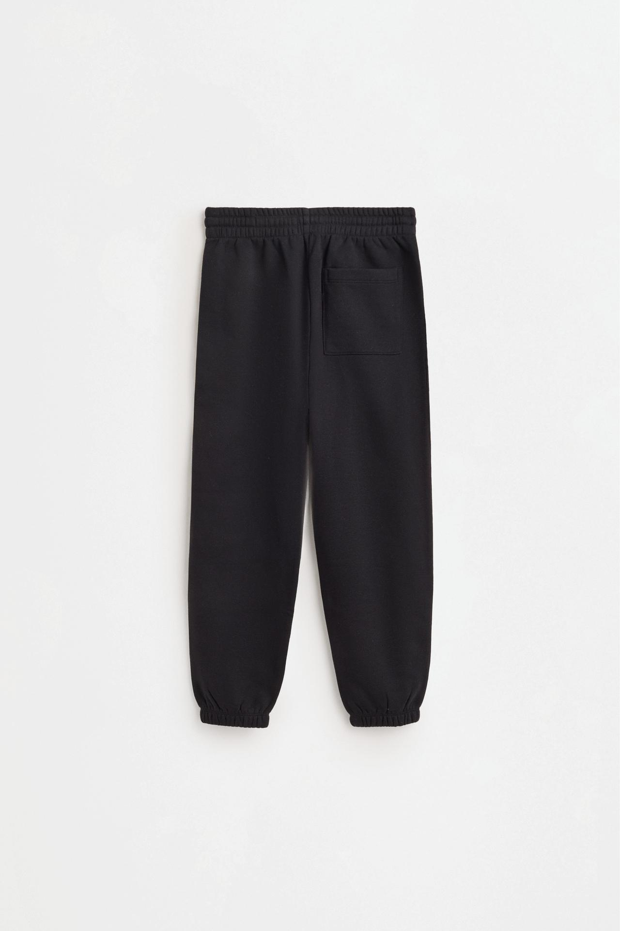 Solid plush trousers — BLACK