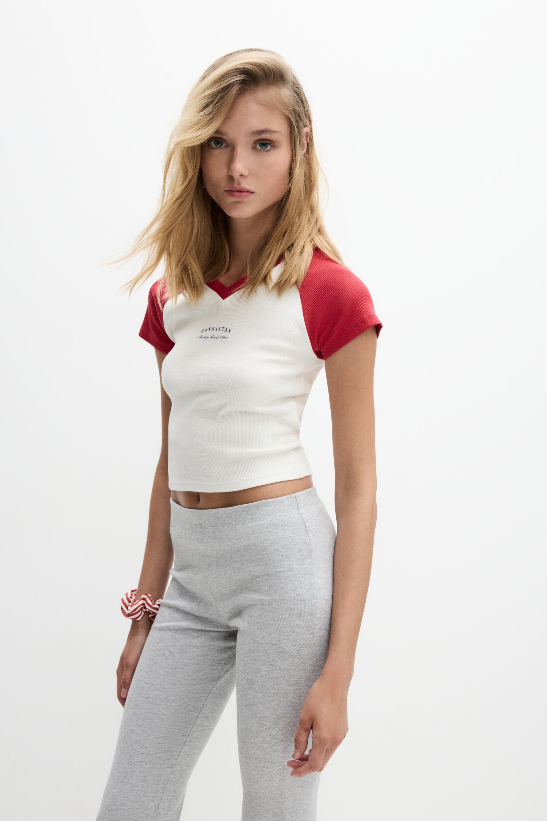 Camiseta canalé contraste