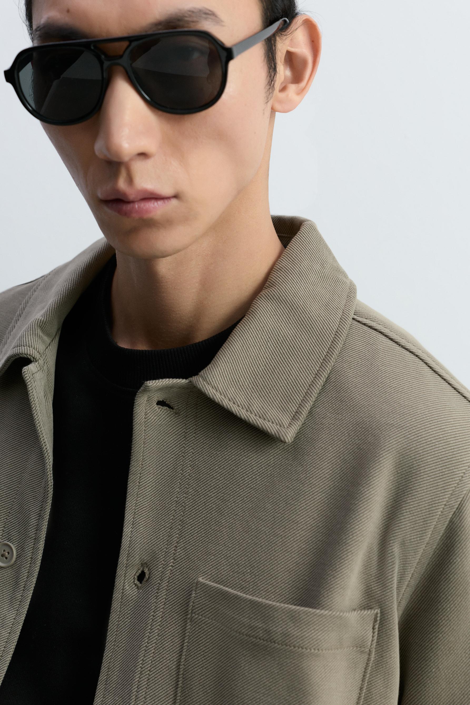 Textured pocket overshirt — KHAKI