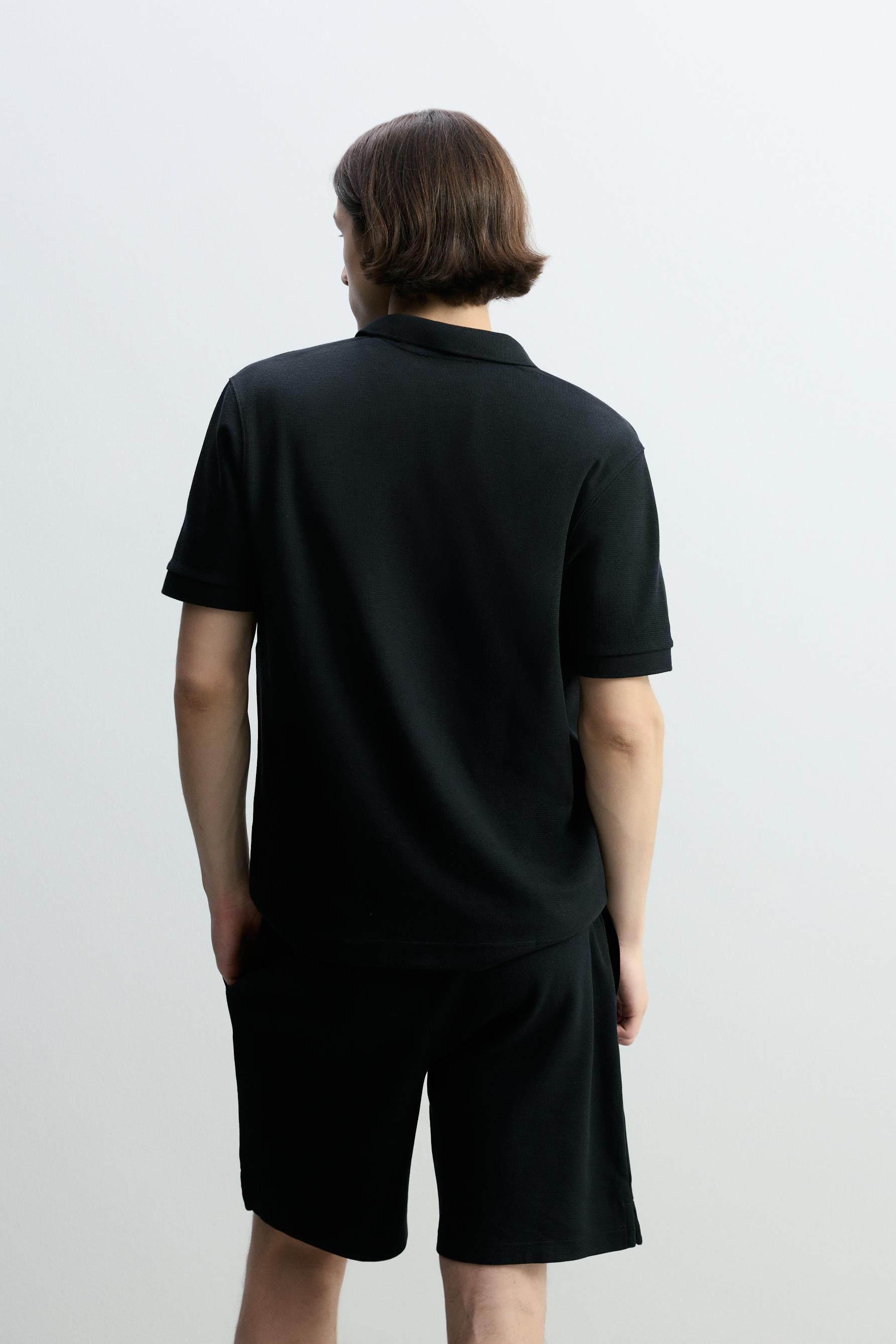 Basic textured polo shirt — NAVY
