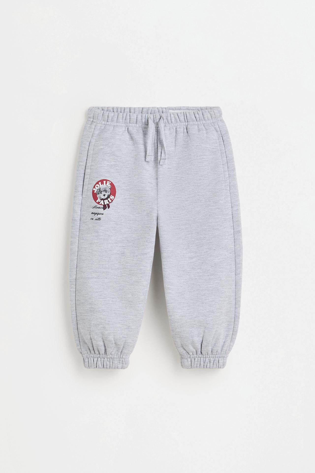 Pack of 2 contrast plush trousers — GREY MARL