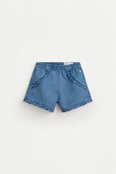 Denim ruffle shorts — PALE BLUE 1