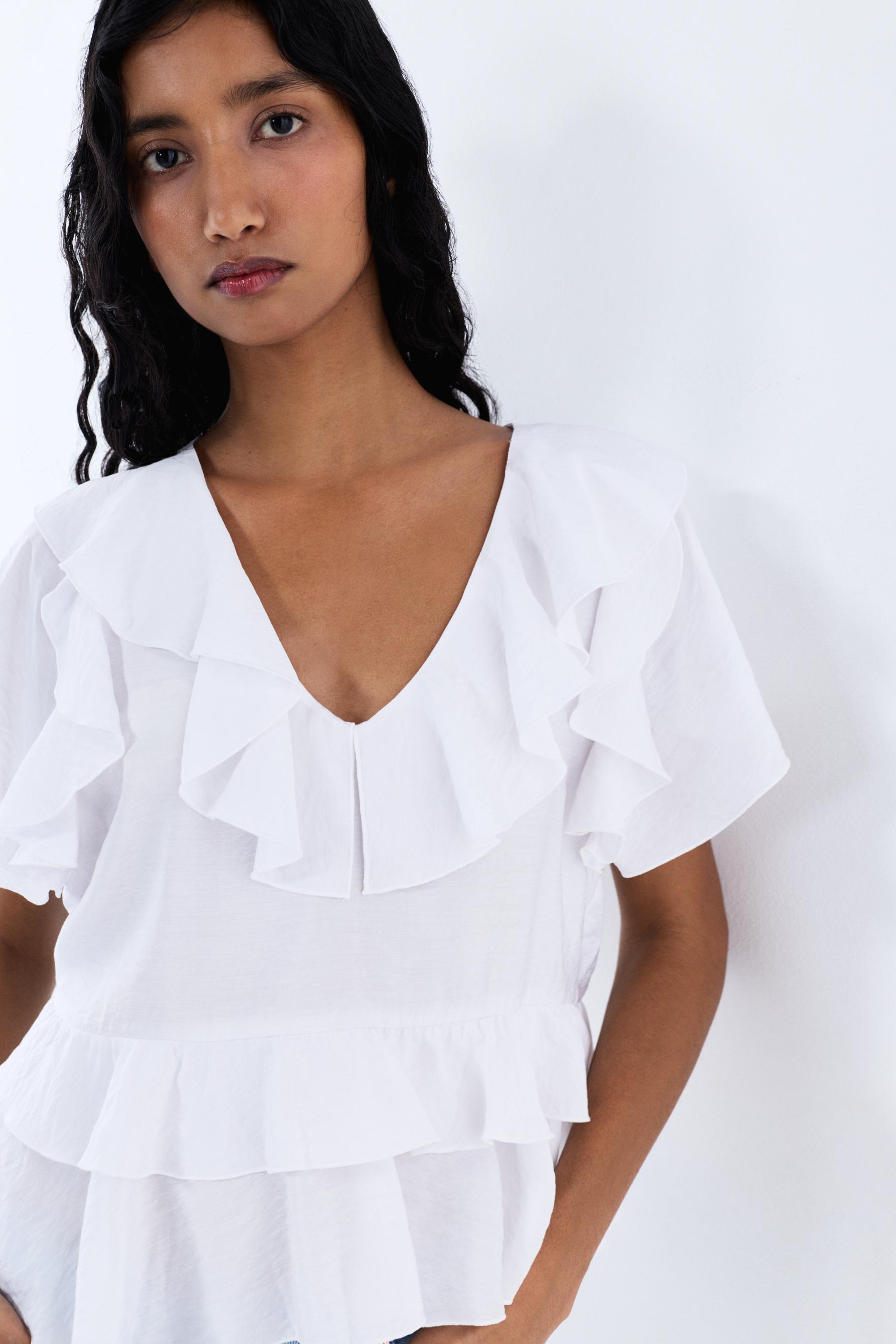 Ruffled Blouse — WHITE