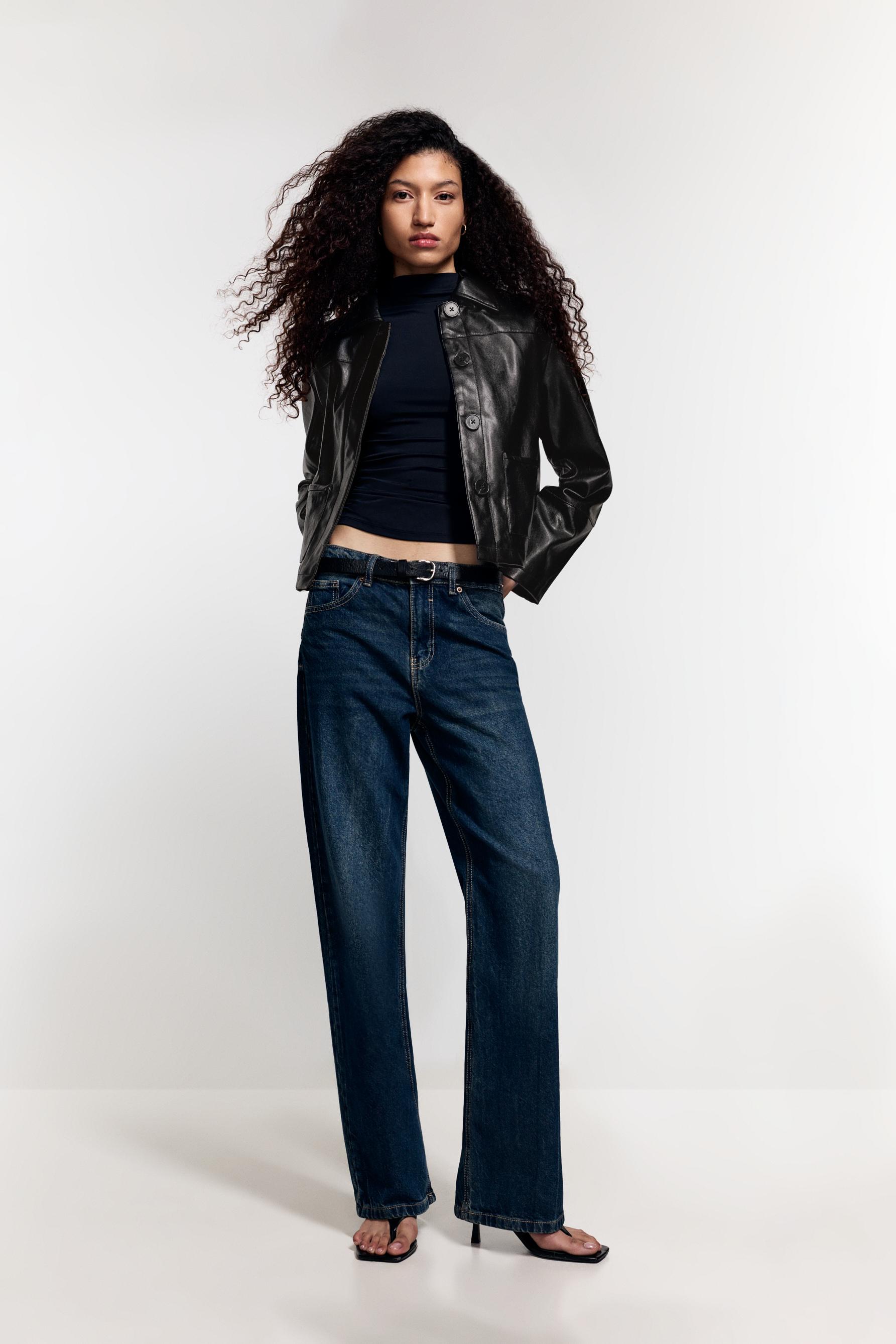 Leather effect pocket jacket — BLACK