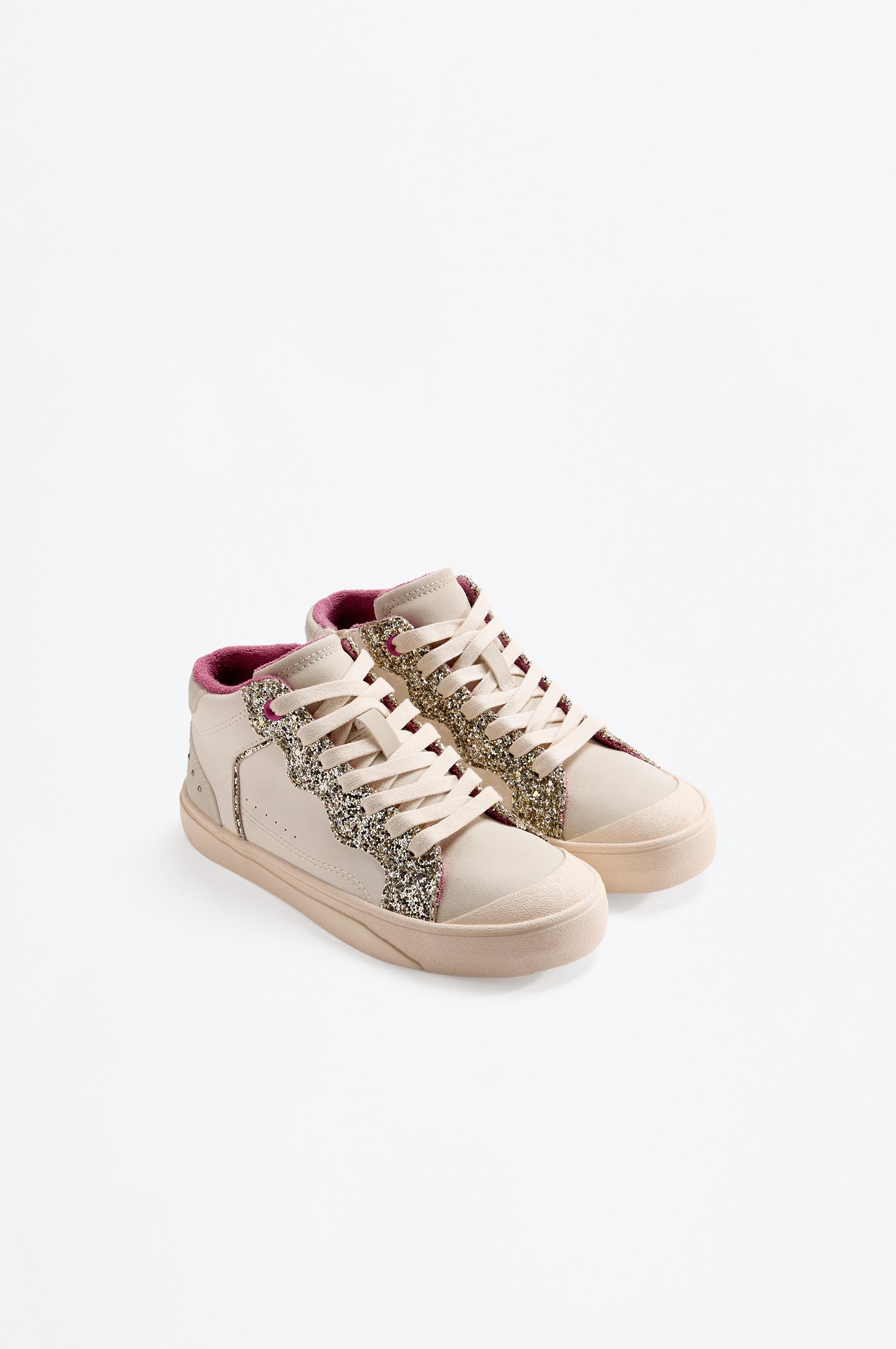 Ankle sneaker with rhinestones — ECRU