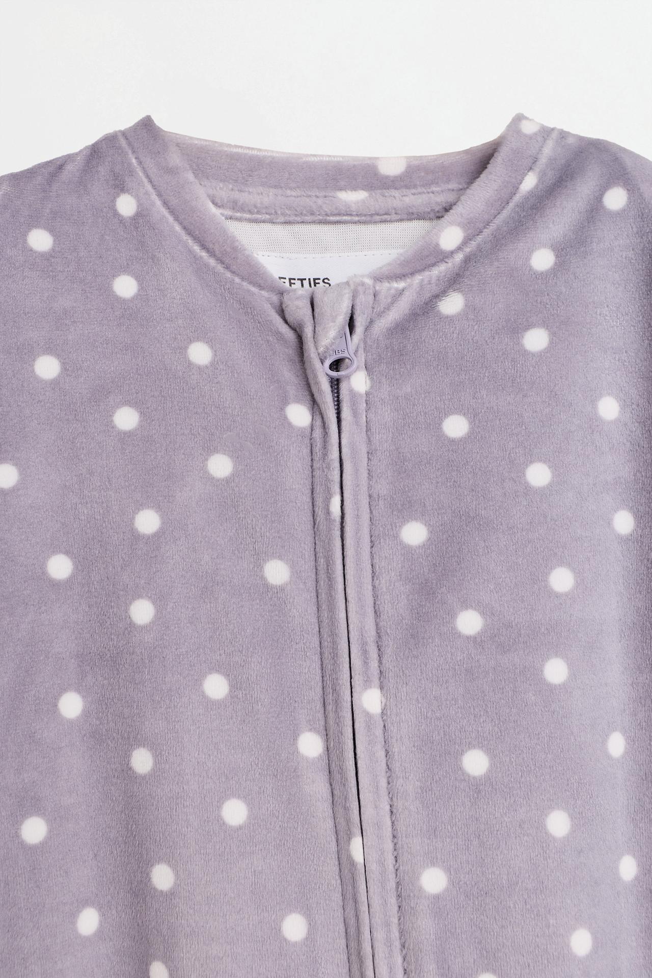 Printed Velour Footed Pajamas — LILAC