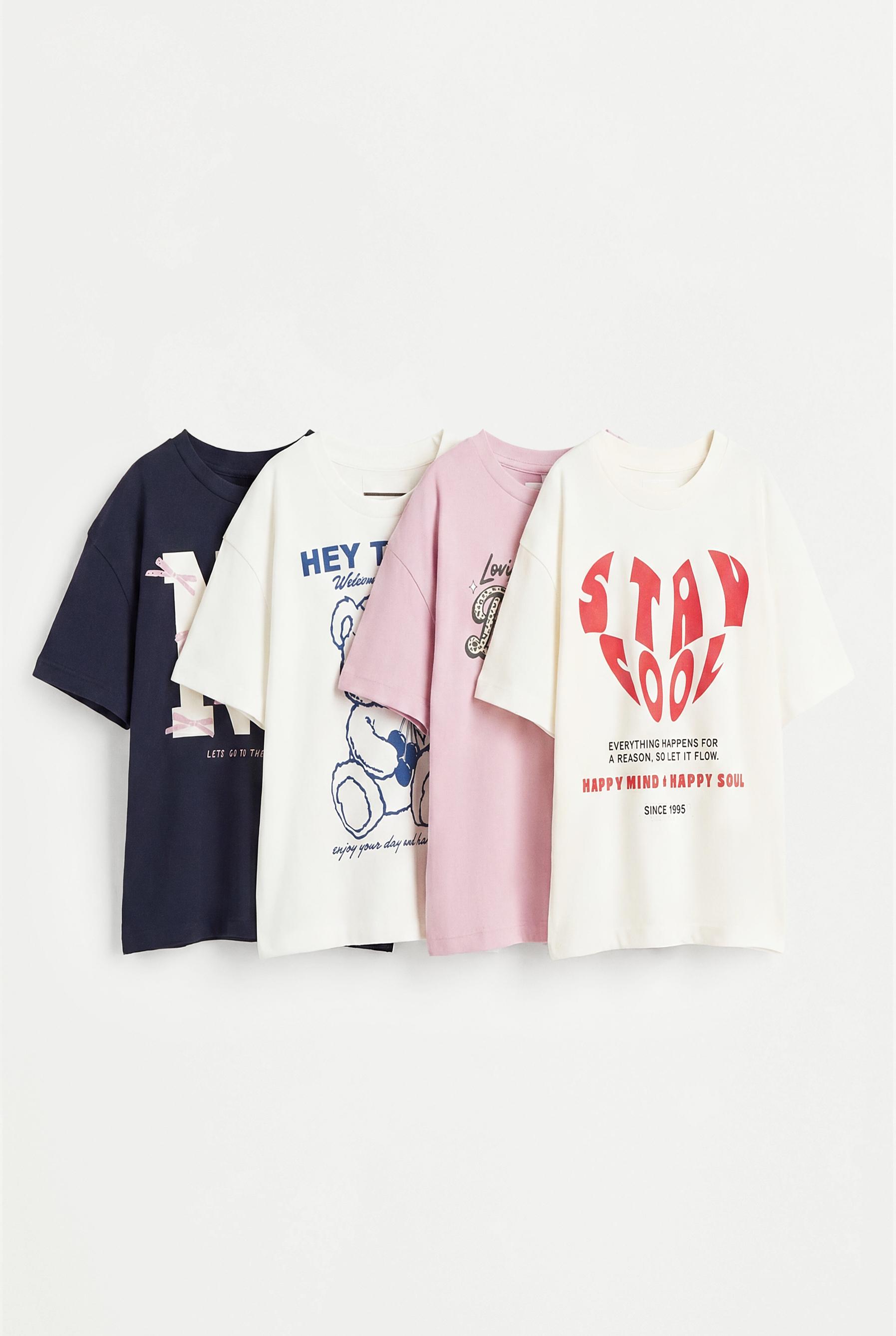 4-pack of printed T-shirts — PALE MAUVE