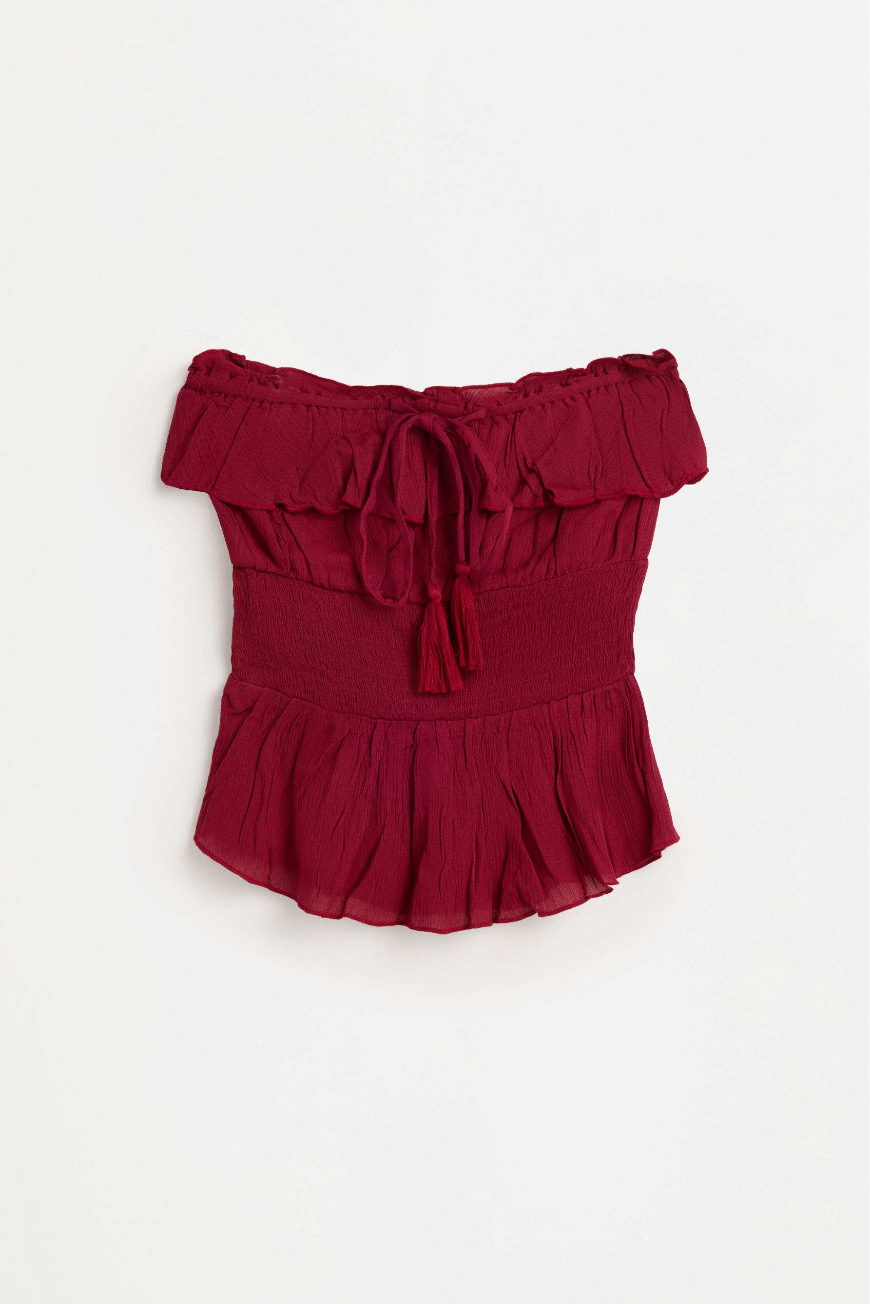 Ruffled top — MAROON