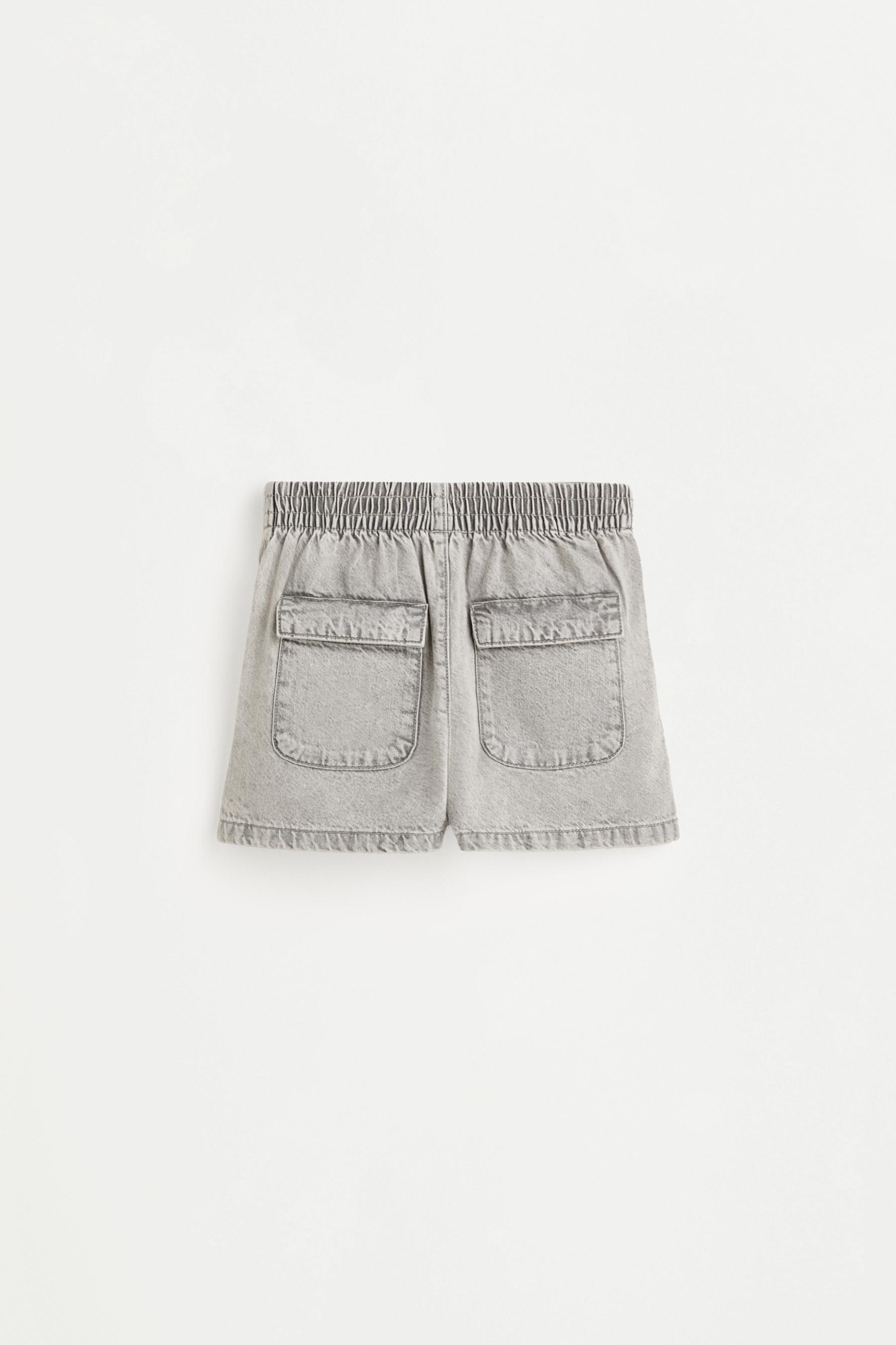 Denim cargo shorts — PALE GREY