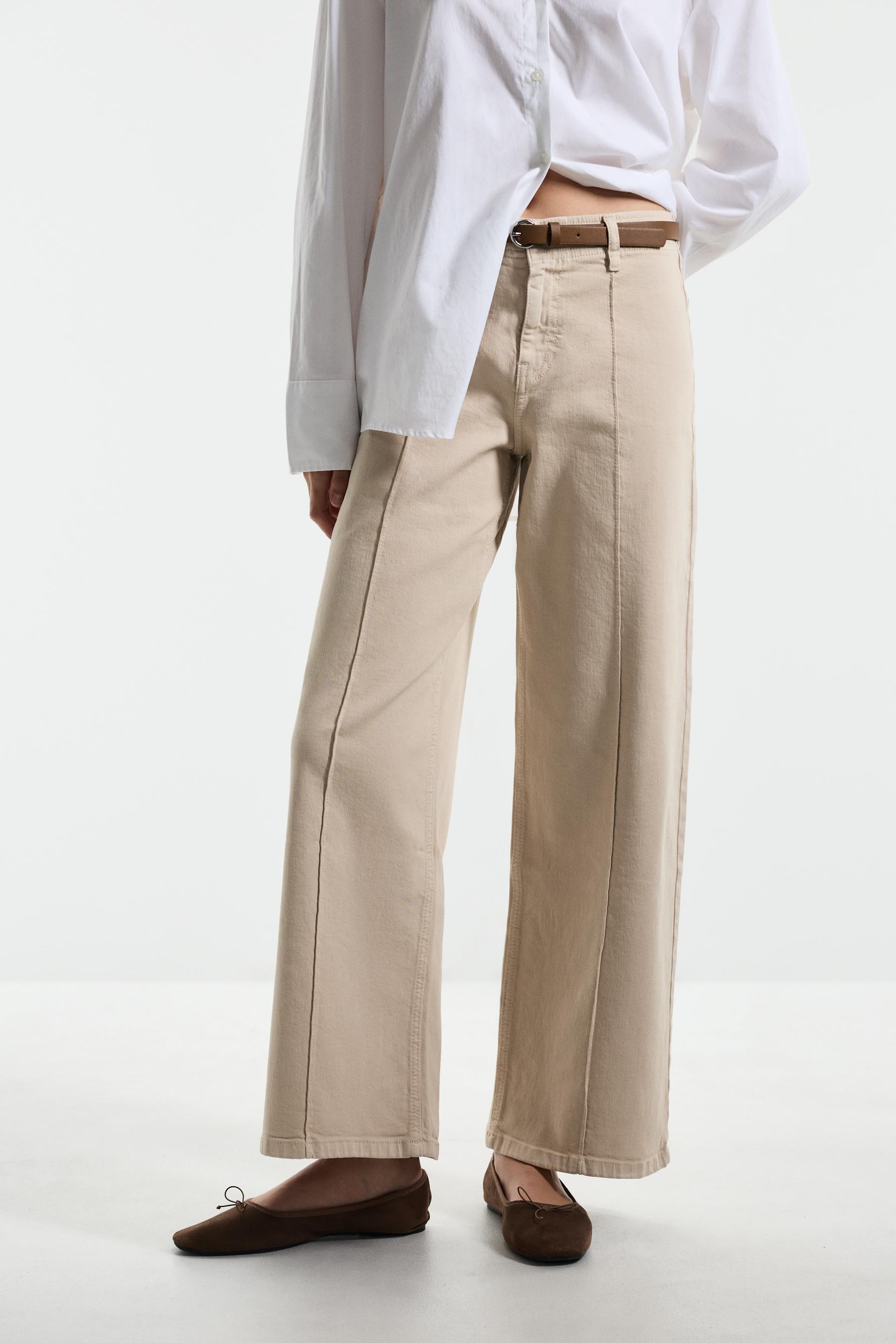 Straight leg seam detail jeans — MEDIUM CAMEL