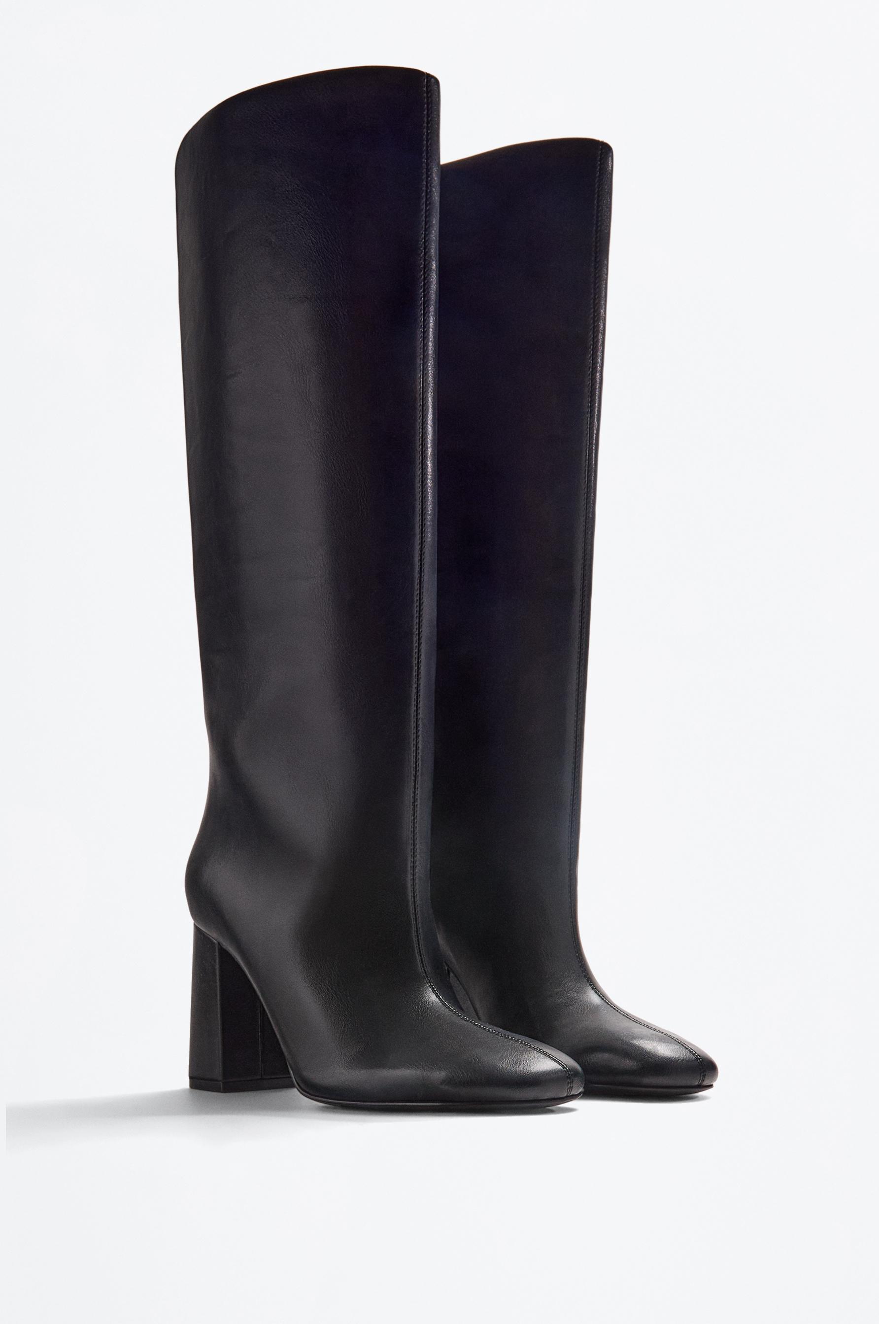 Knee-high heeled boots — BLACK