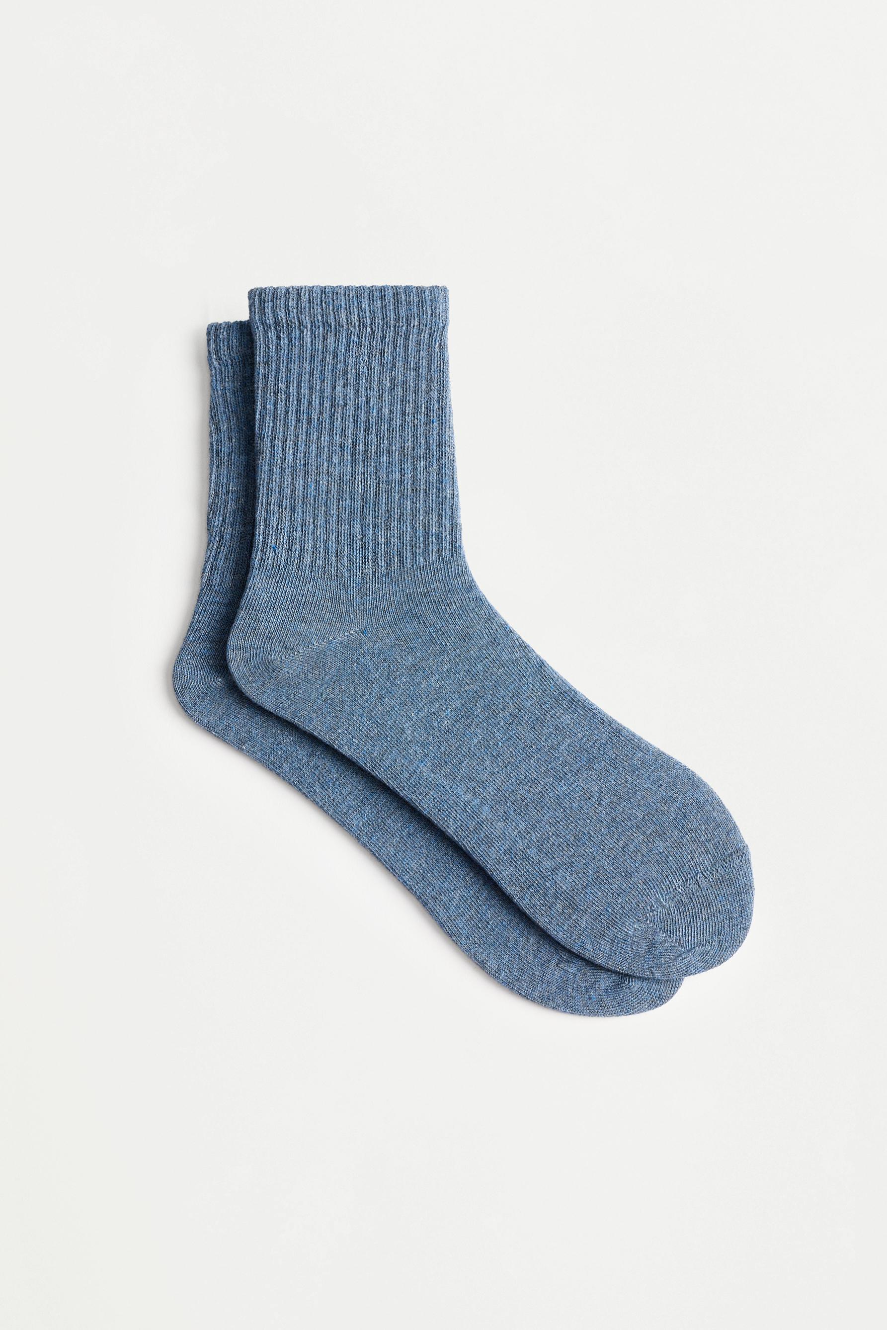 10-pack of ribbed short socks — BLUE/WHITE