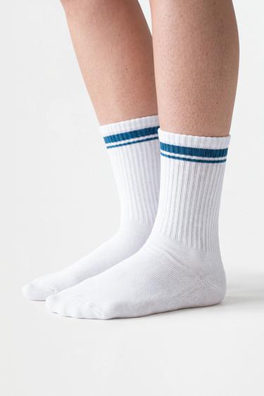 Striped Long Socks (Pack of 4) — BLUISH GREEN 4