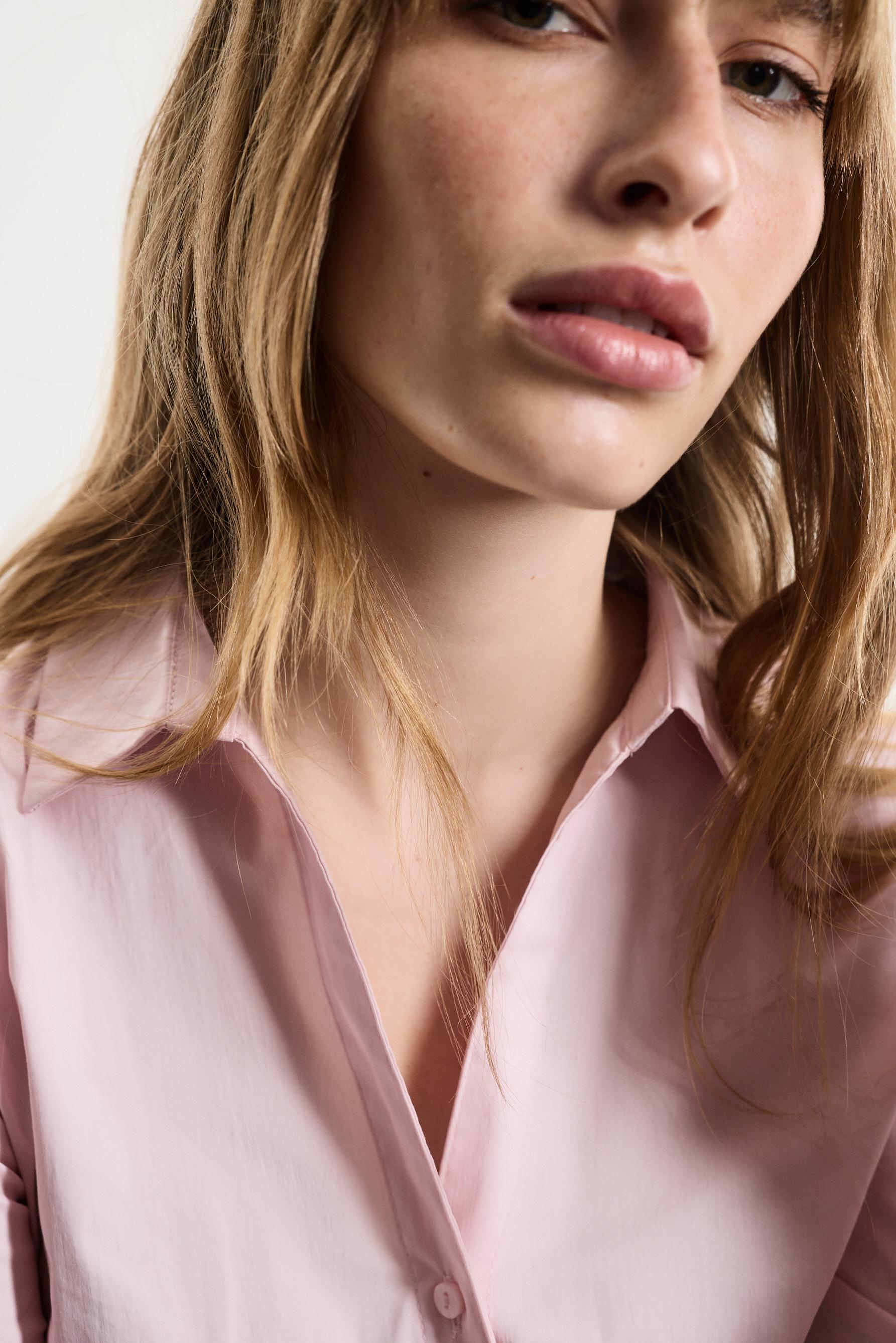 Printed poplin shirt — ROSE PINK