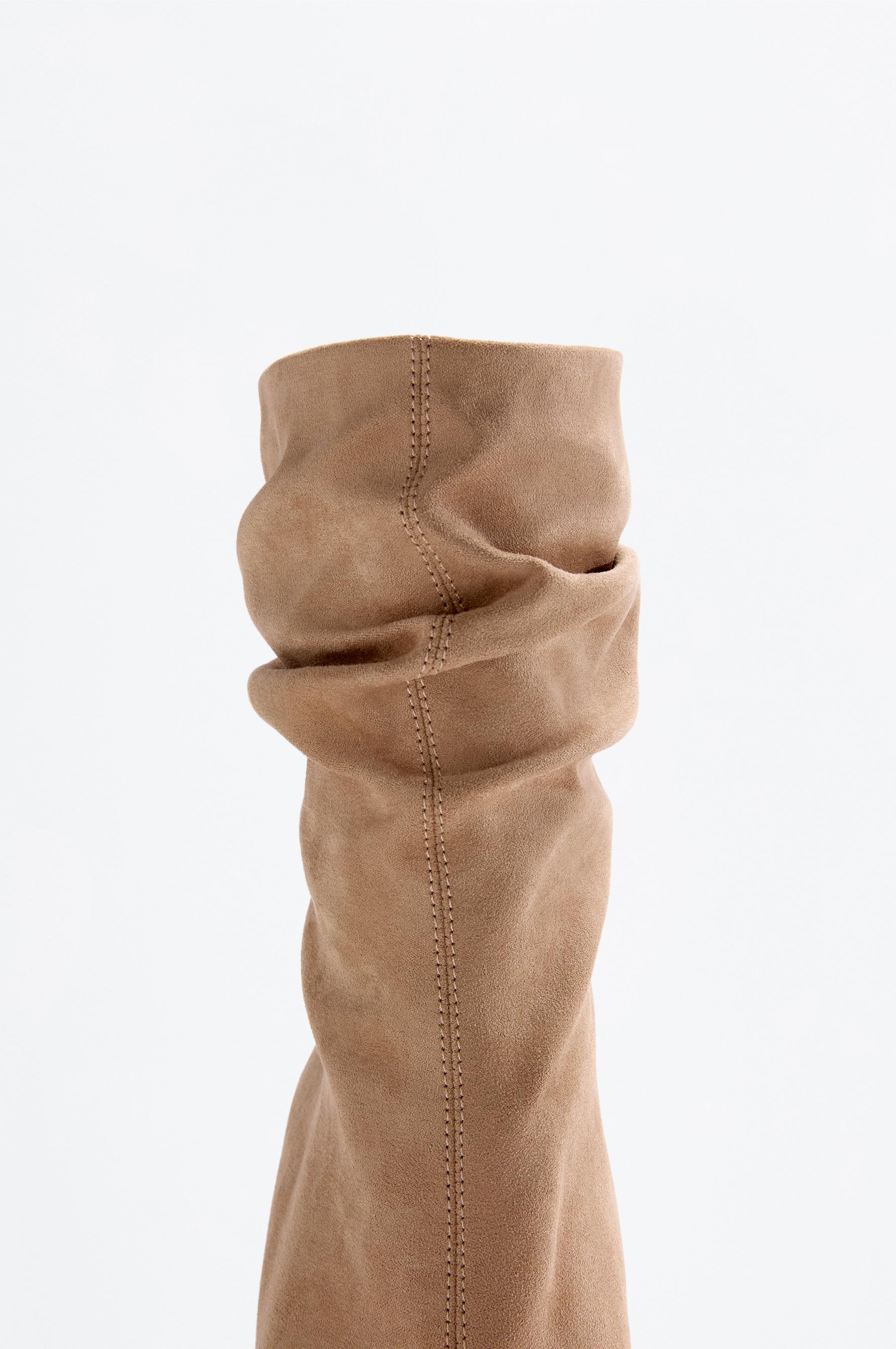 Faux suede heeled boot — BEIGE