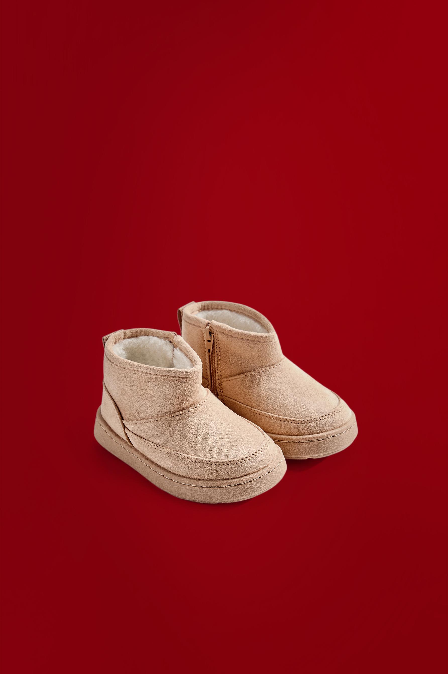 Lined faux fur boot — LEATHER