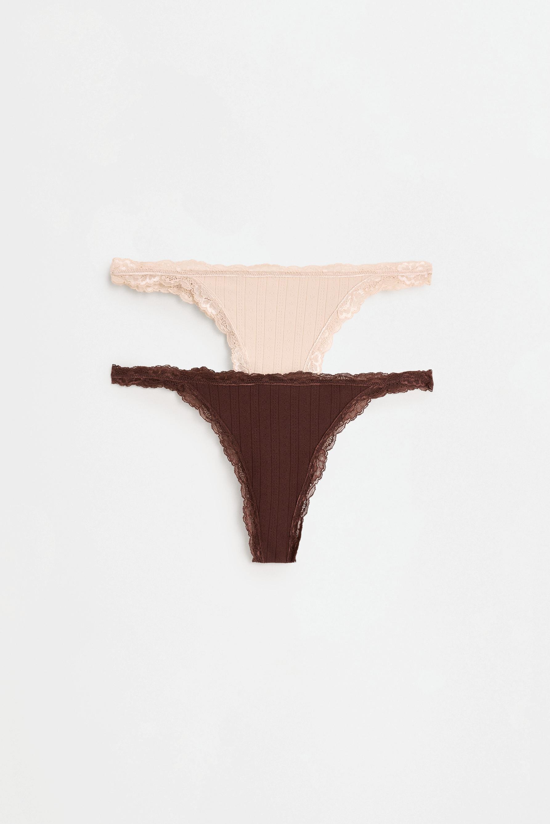 Lace thongs (2-pack) — BROWN TONES