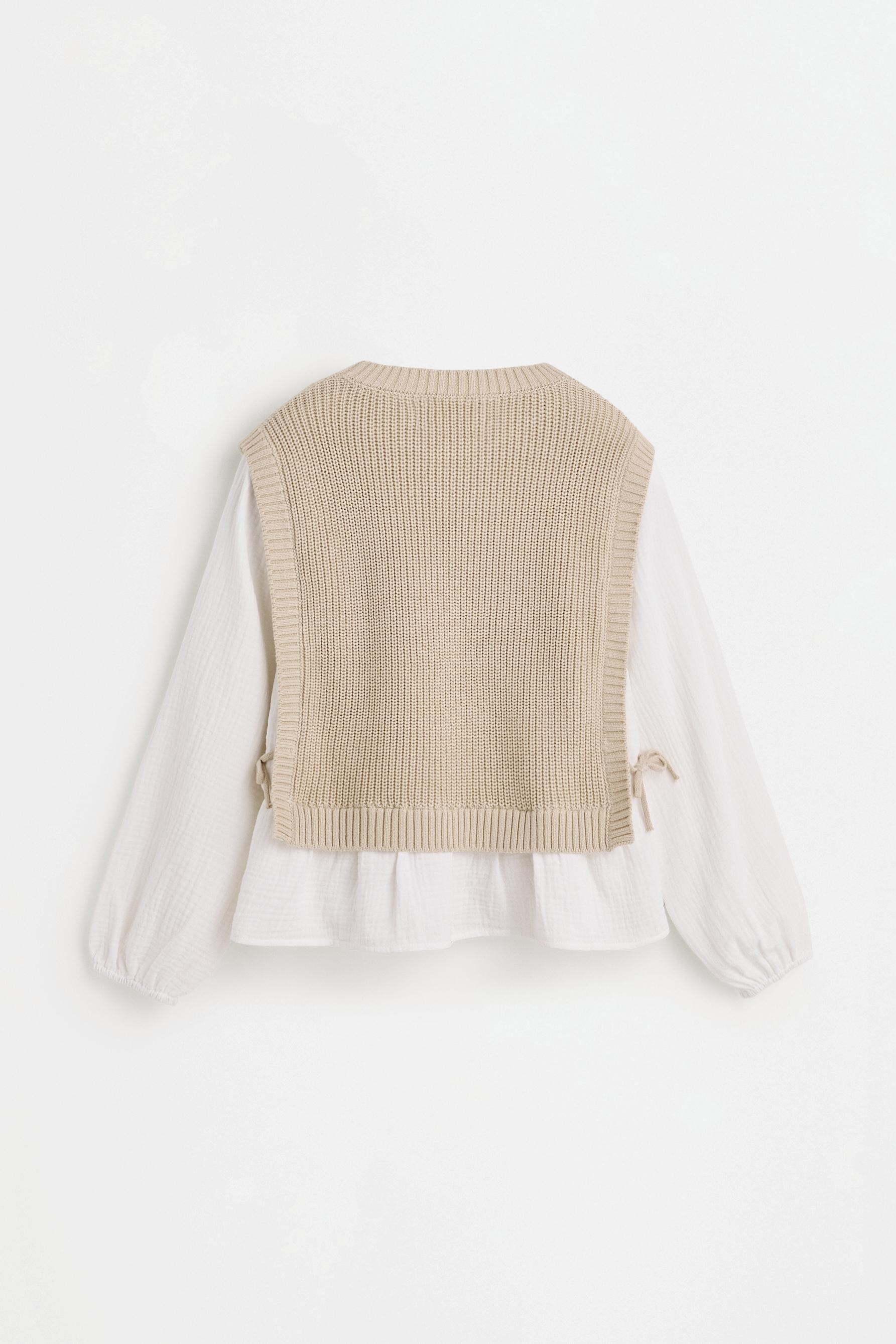 Knit Vest and Blouse Co-ord — SAND