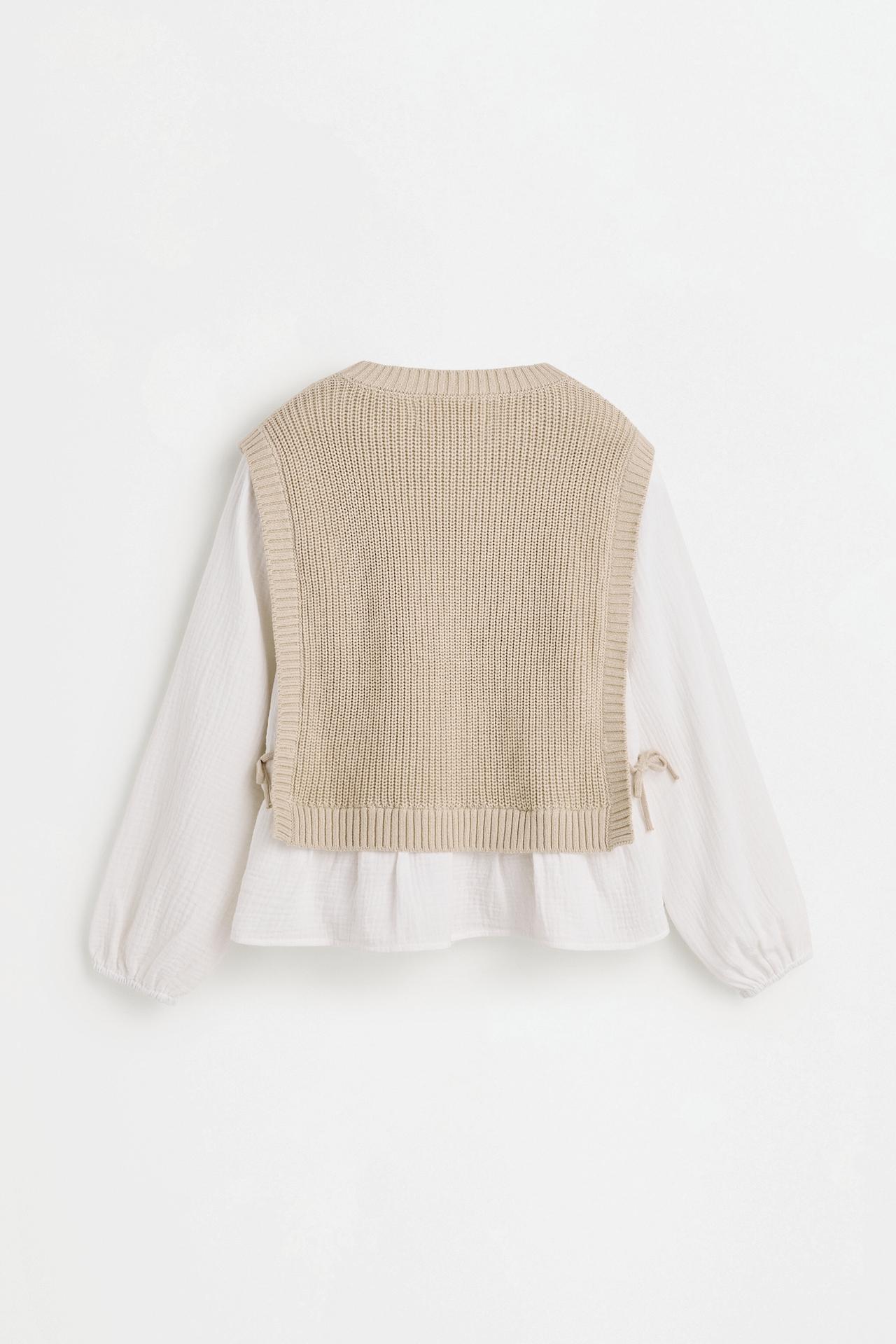 Knit Vest and Blouse Co-ord — SAND