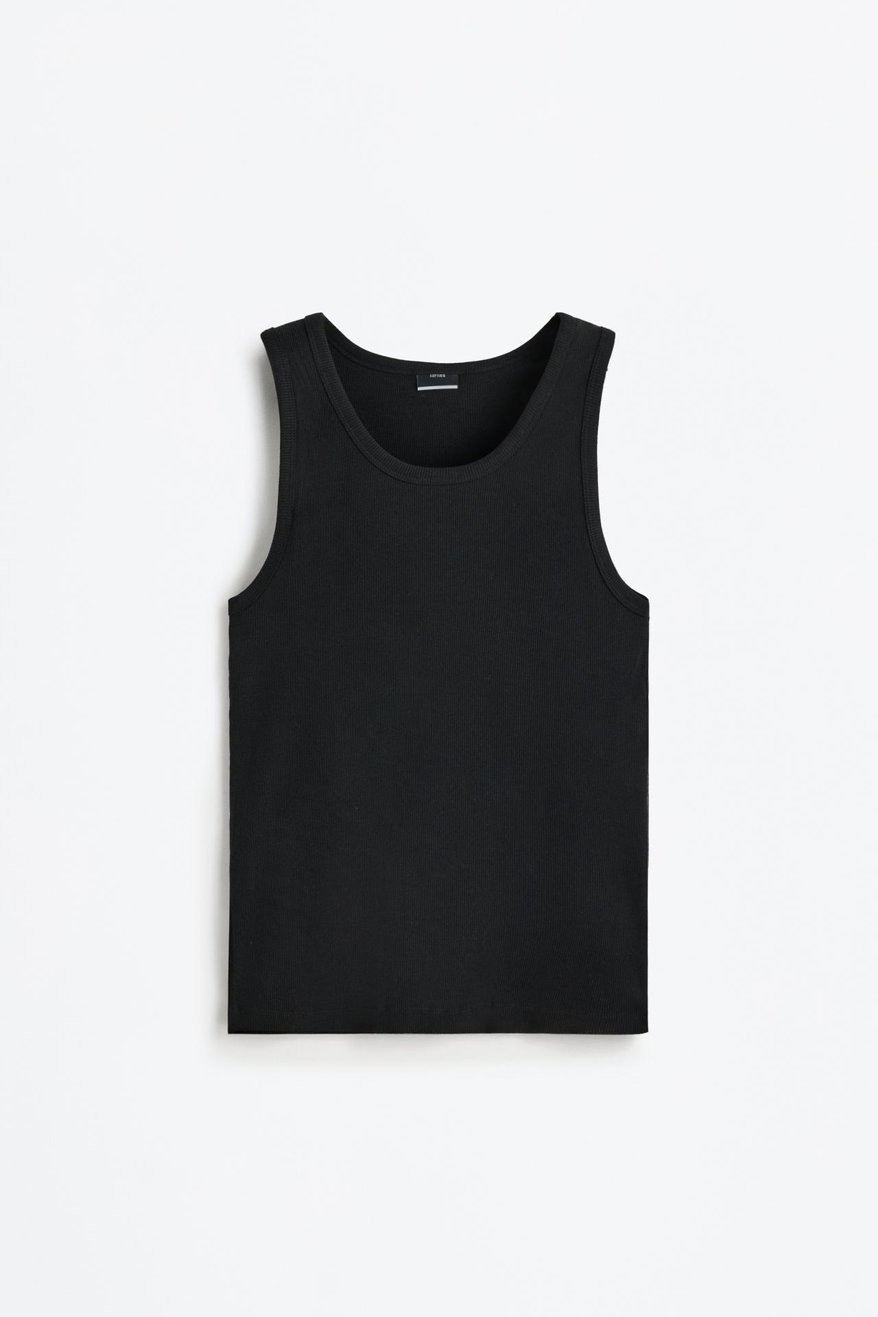 Ribbed vest top — BLACK
