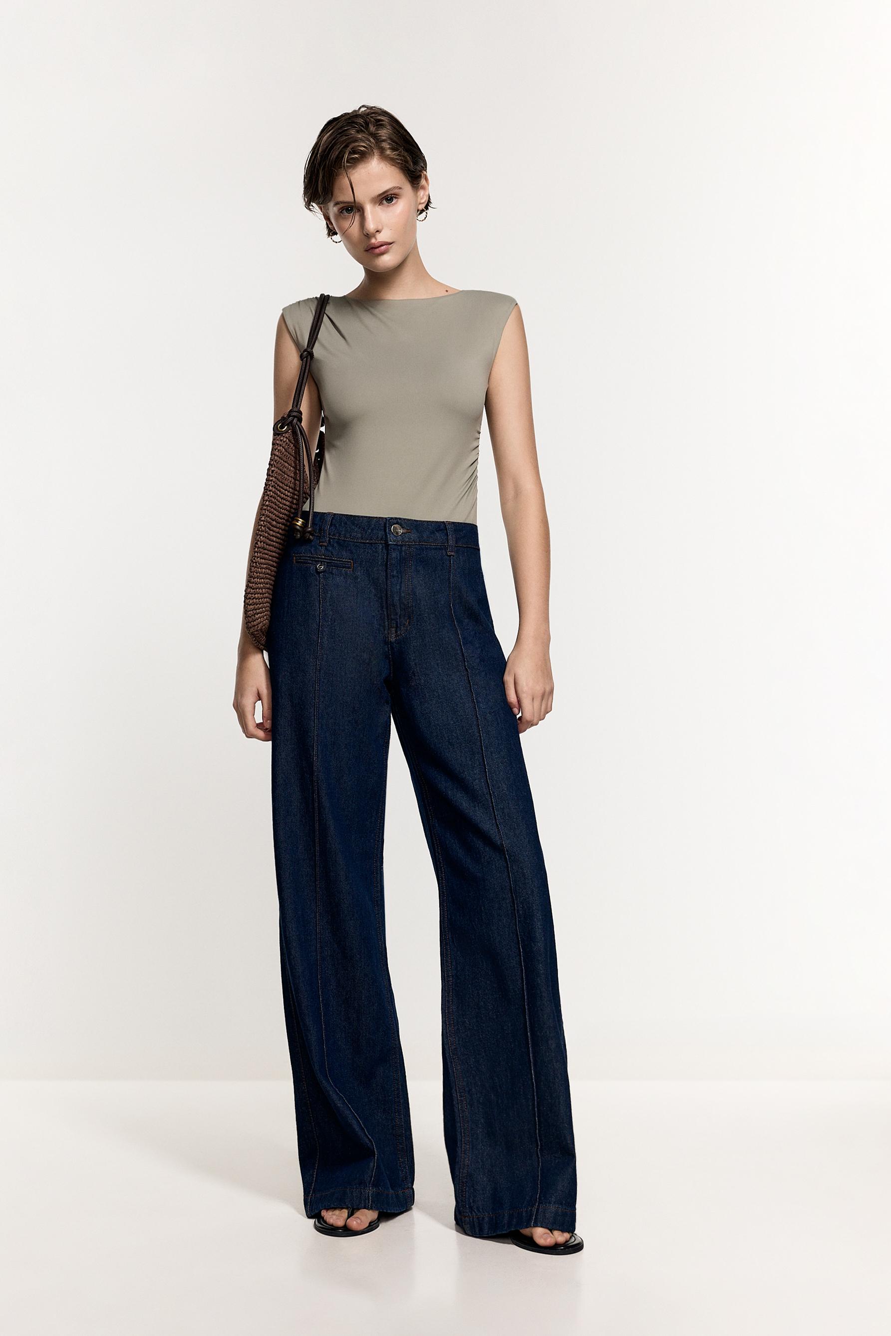 Polyamide sleeveless bodysuit — PALE KHAKI