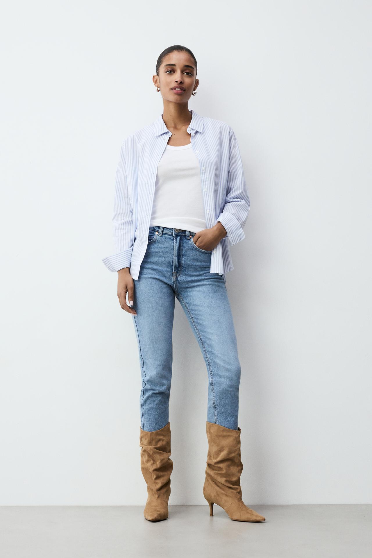 Basic poplin shirt — BLUE/WHITE