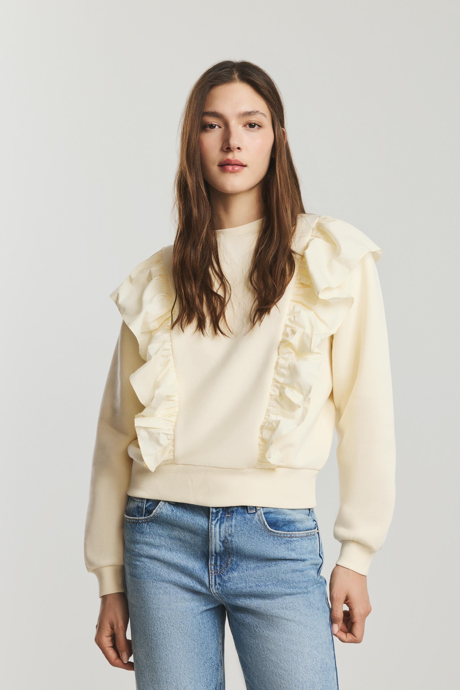 Sudadera volantes popelín