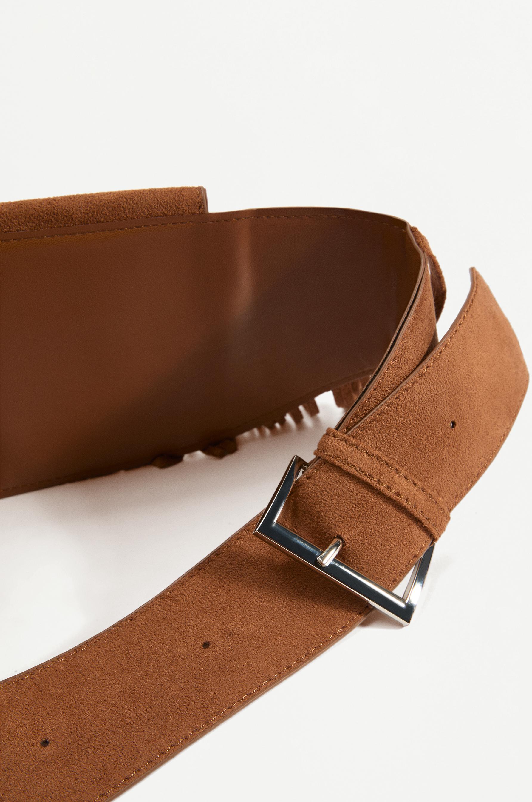 Fringed belt bag — CAMEL