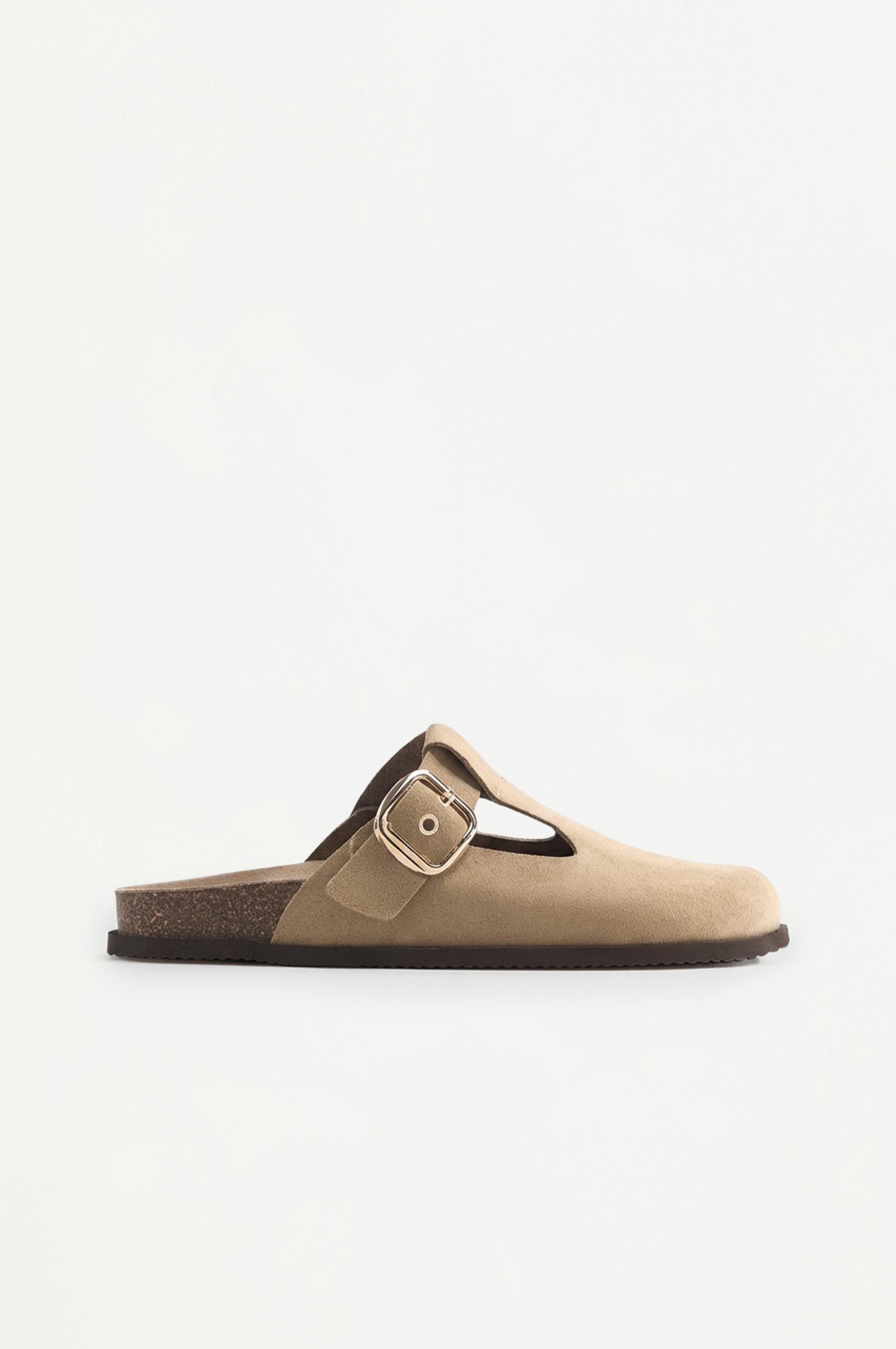 Faux suede clogs — LEATHER