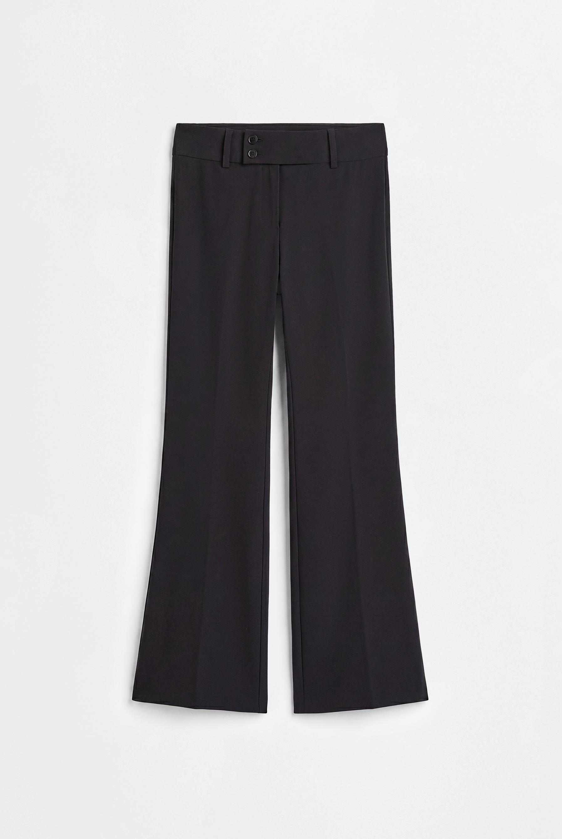 Striped bell bottom trousers — BLACK