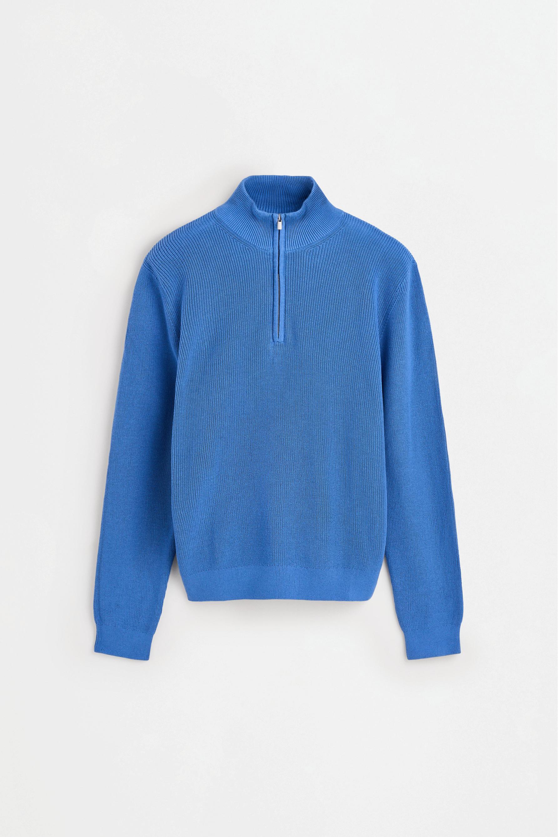 Textured zip-up sweater — BLUE