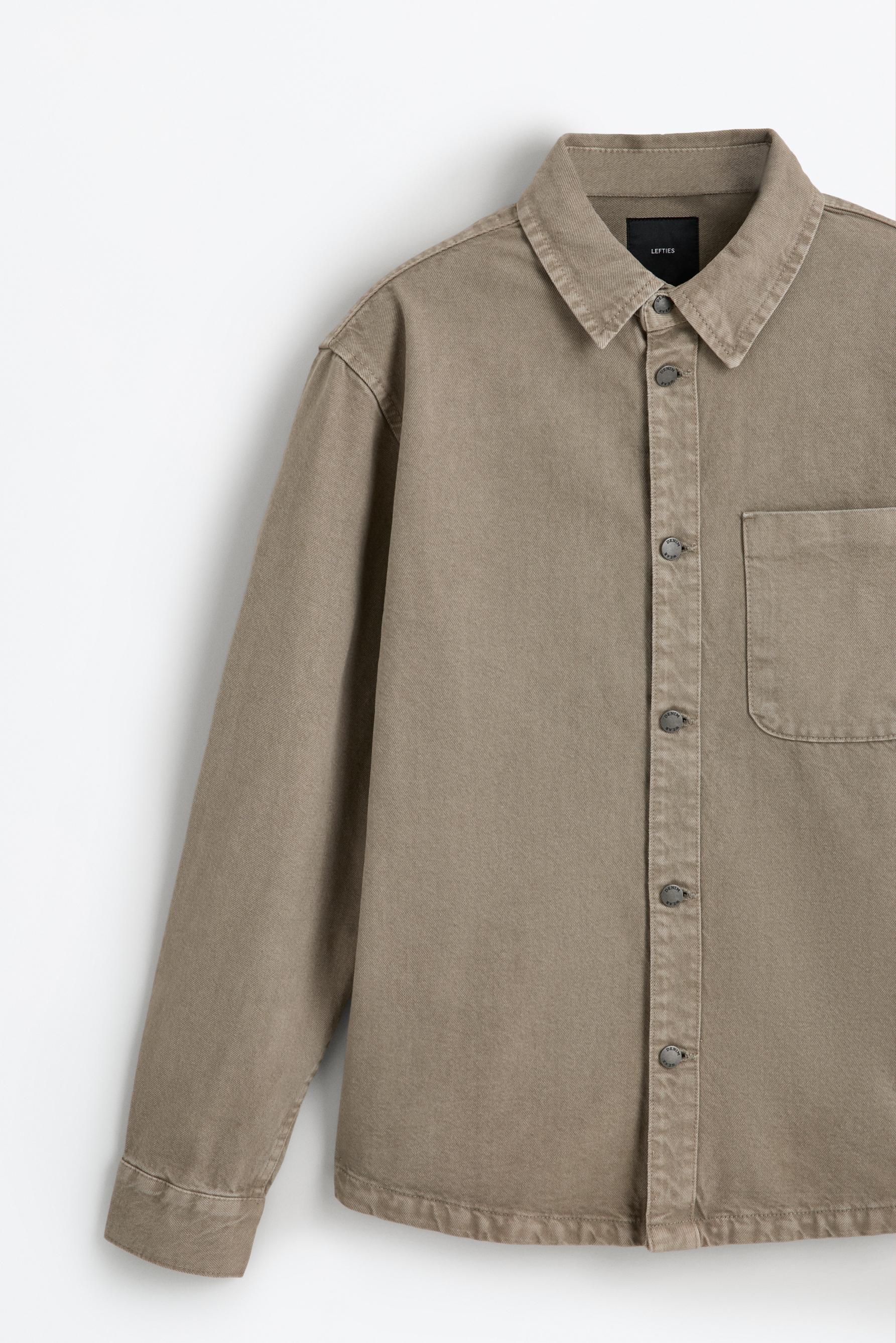Denim overshirt with pocket — GREY