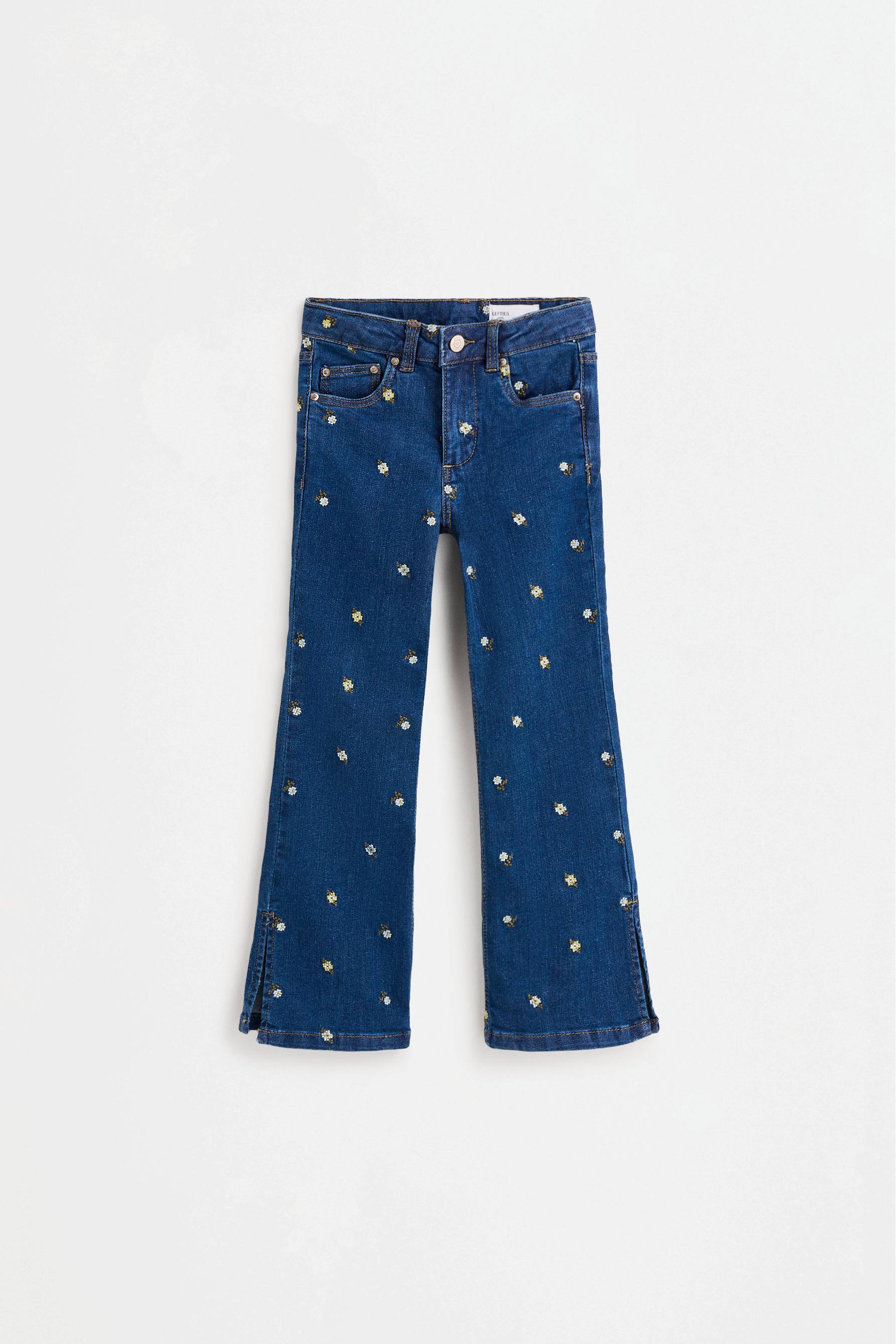 Jeans flare bordado flores