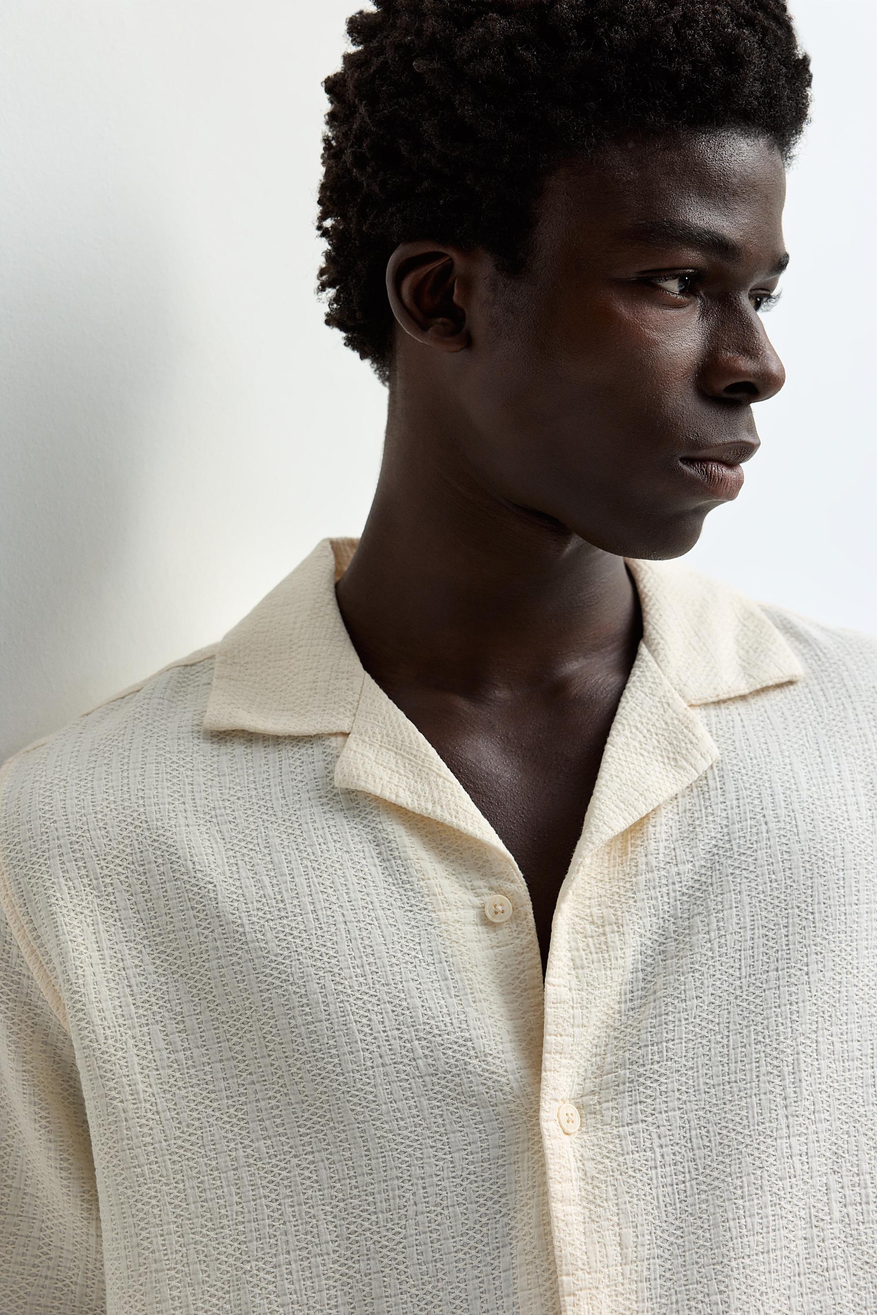 Relaxed fit jacquard shirt — OFF WHITE