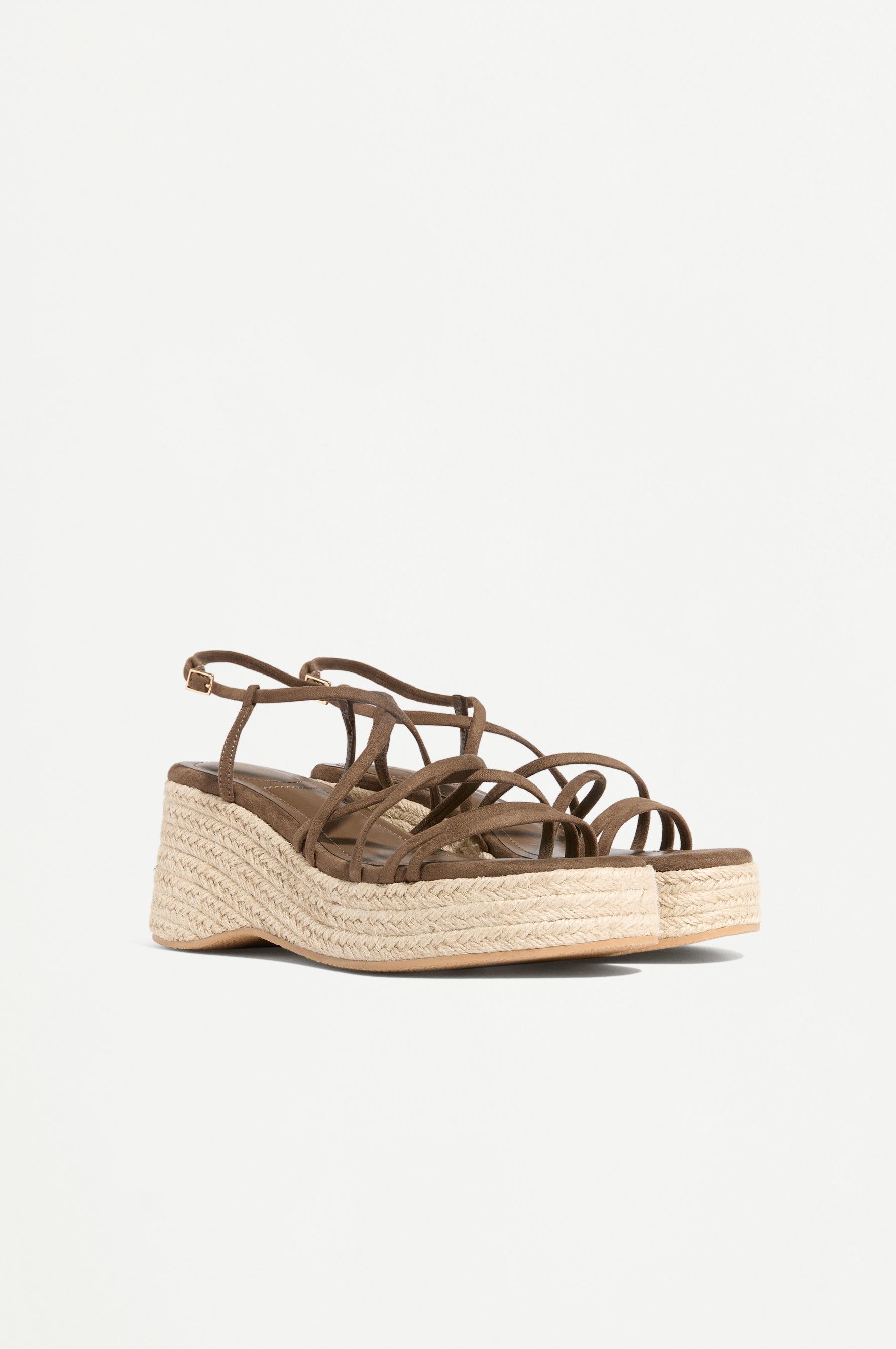 Jute strap wedge sandal — BROWN