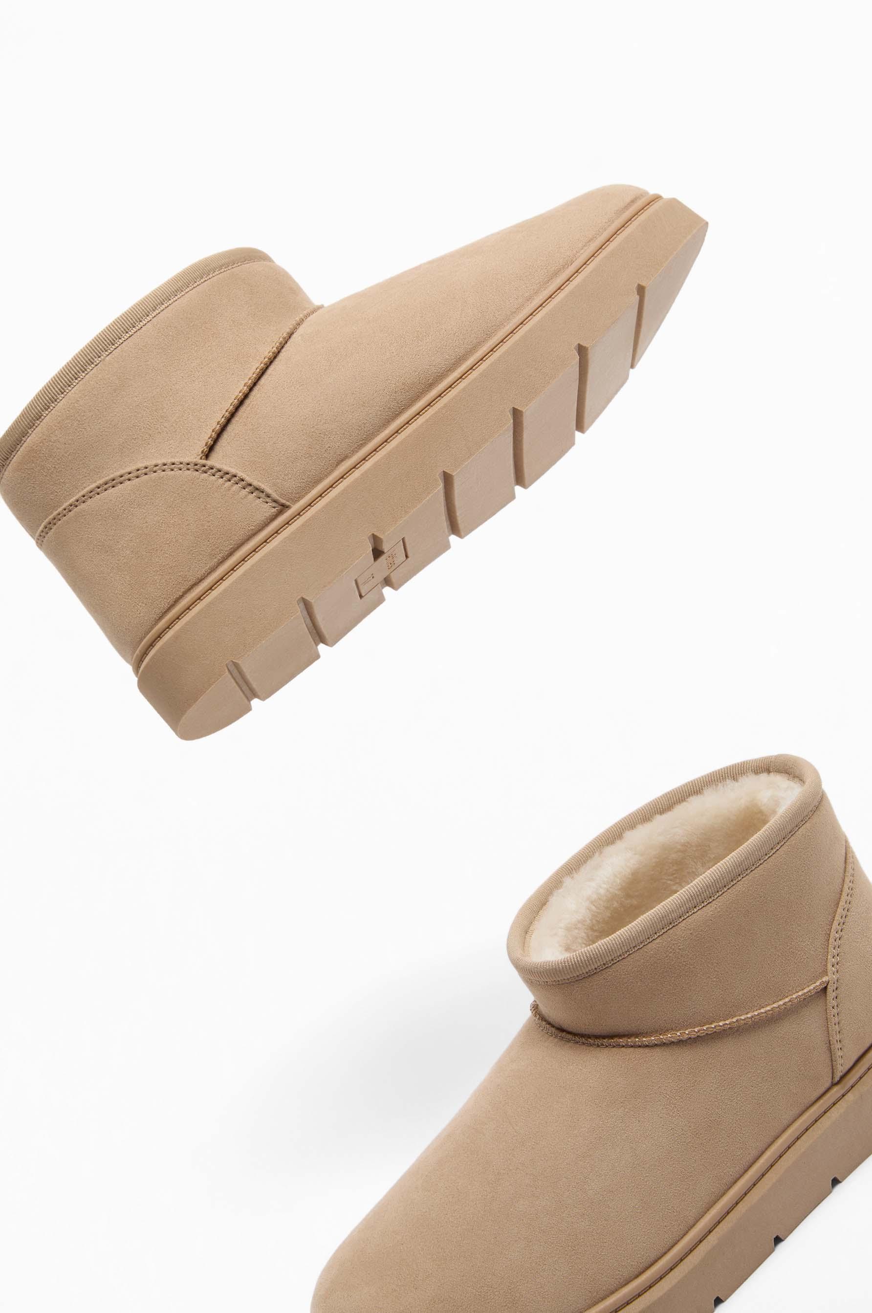 Flat mini fur ankle boots — BROWN (alternate view)