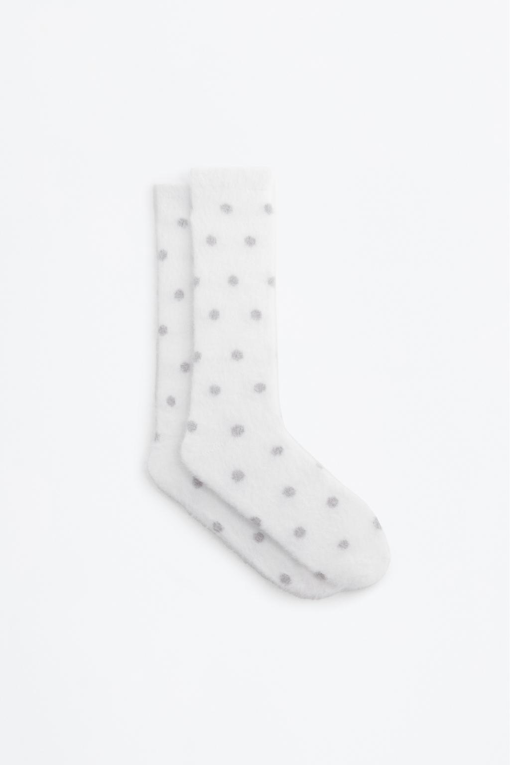 Faux fur polka dot socks