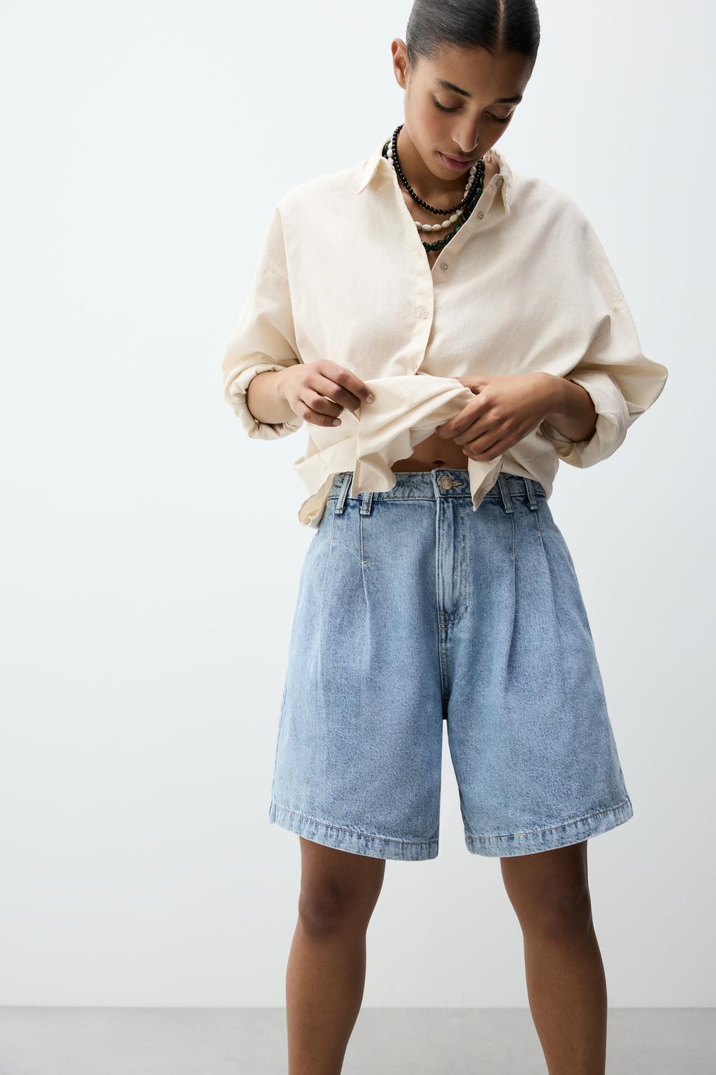 Bermuda denim pinzas