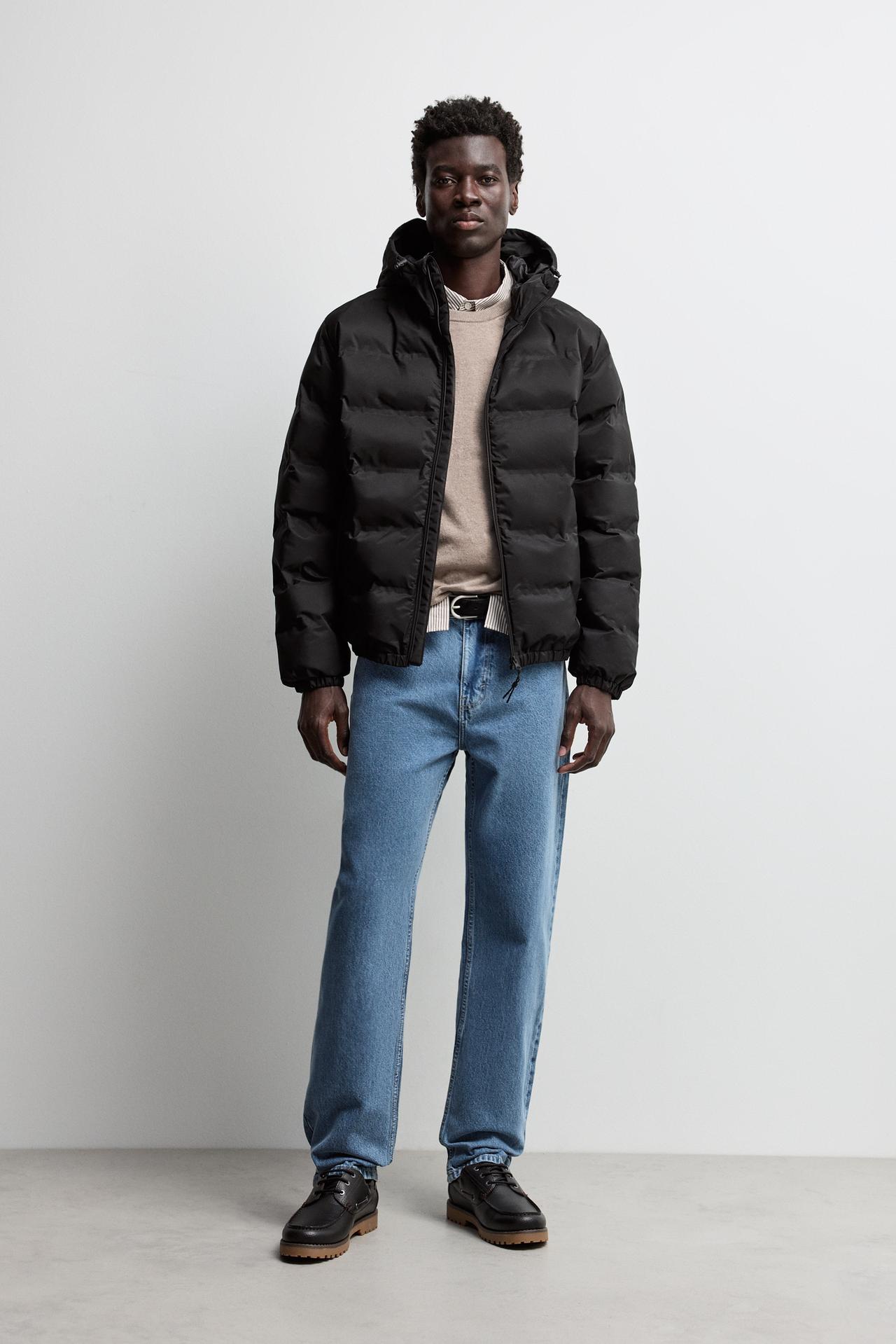Padded jacket with hood — BLACK