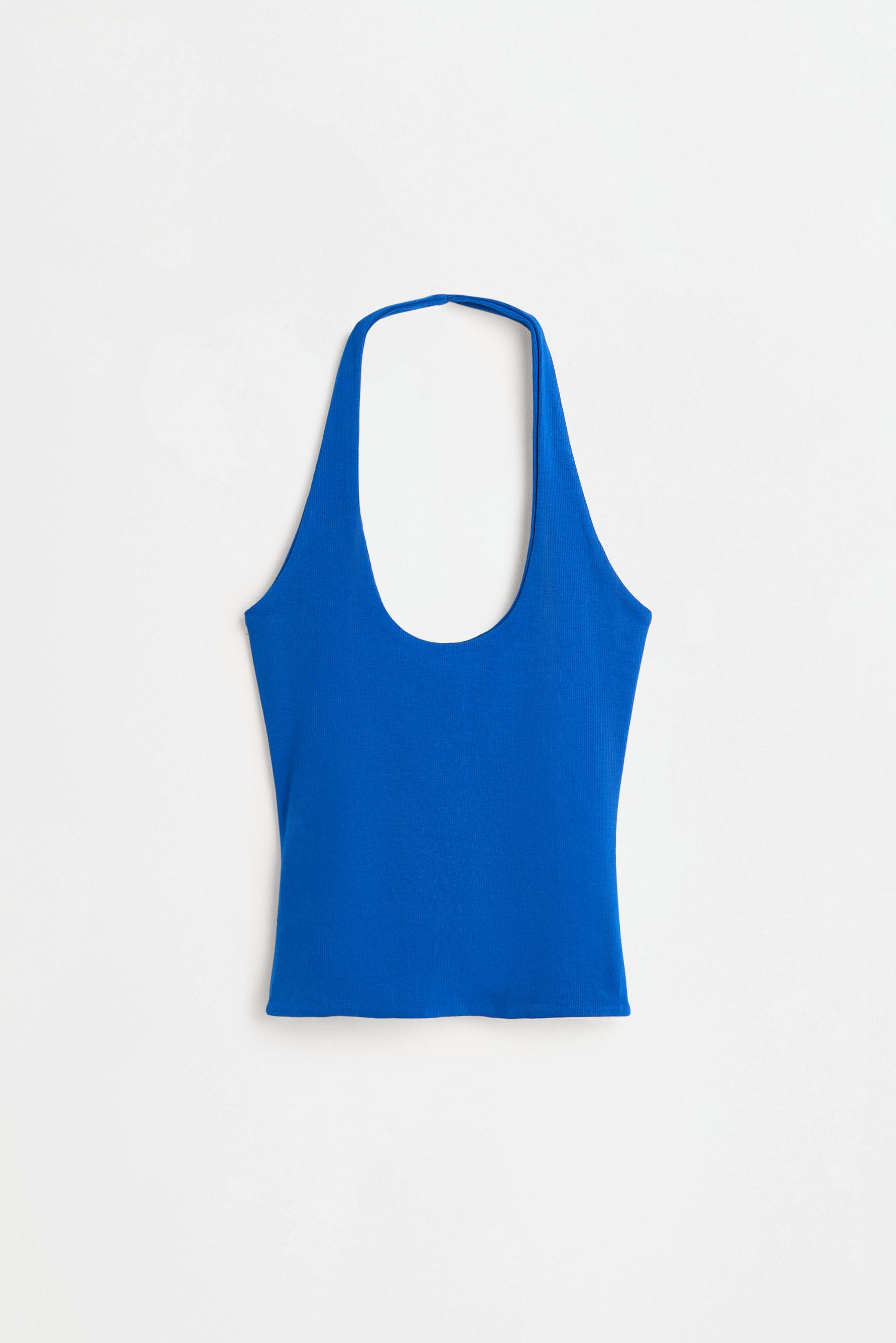 Basic ribbed halter top — ELECTRIC BLUE