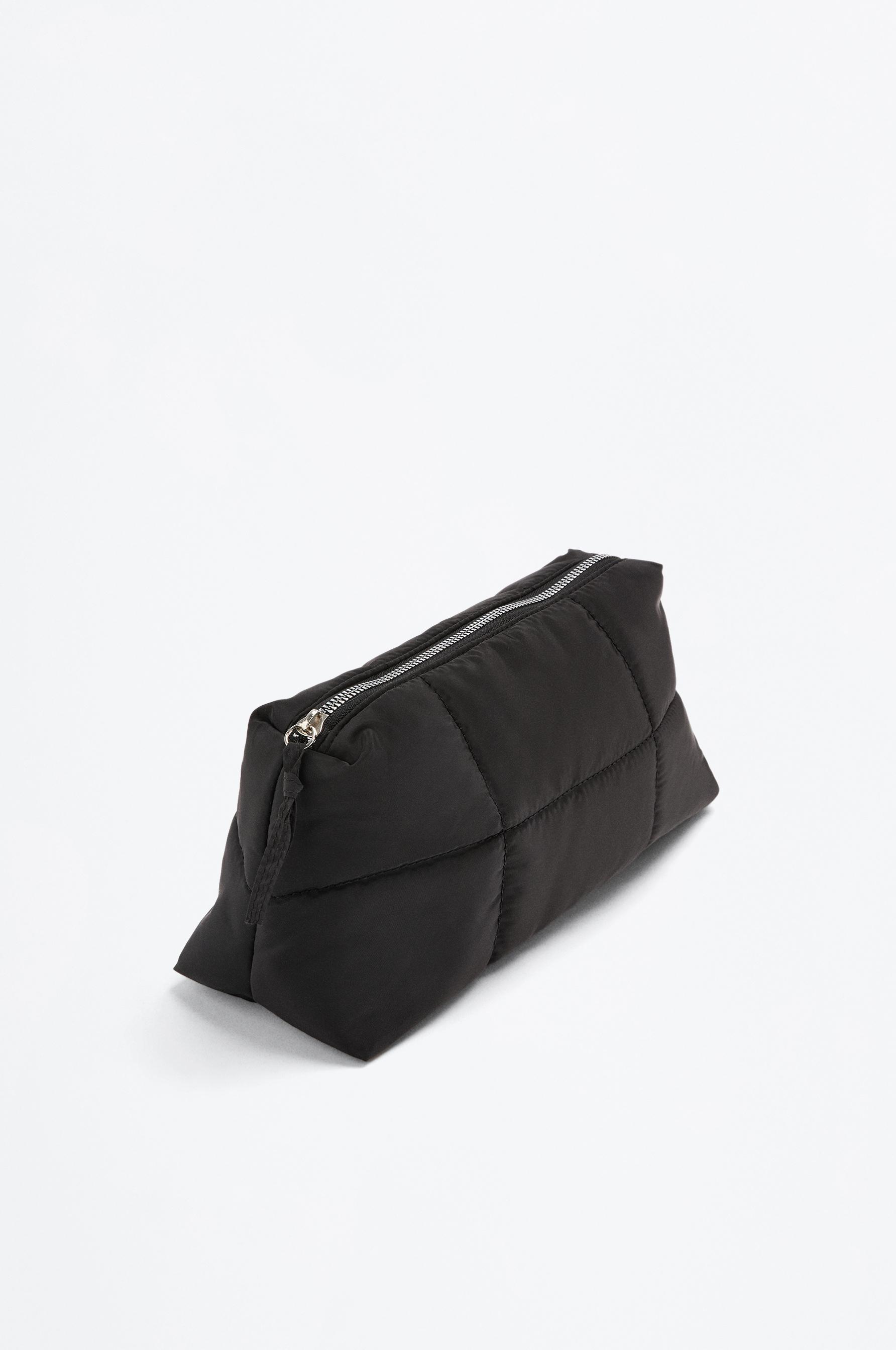 Quilted nylon toiletry bag — BLACK