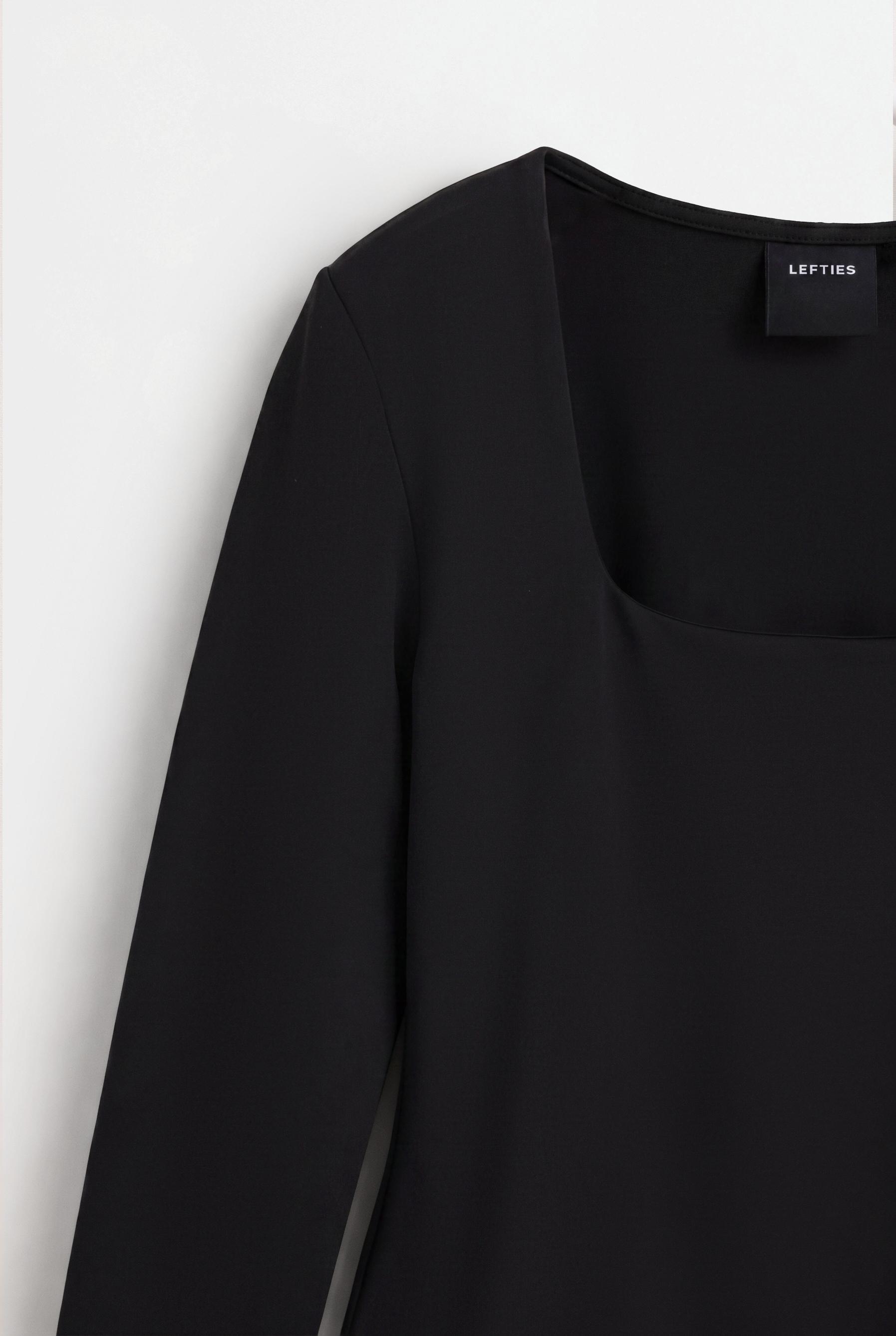 Polyamide square neckline bodysuit — BLACK