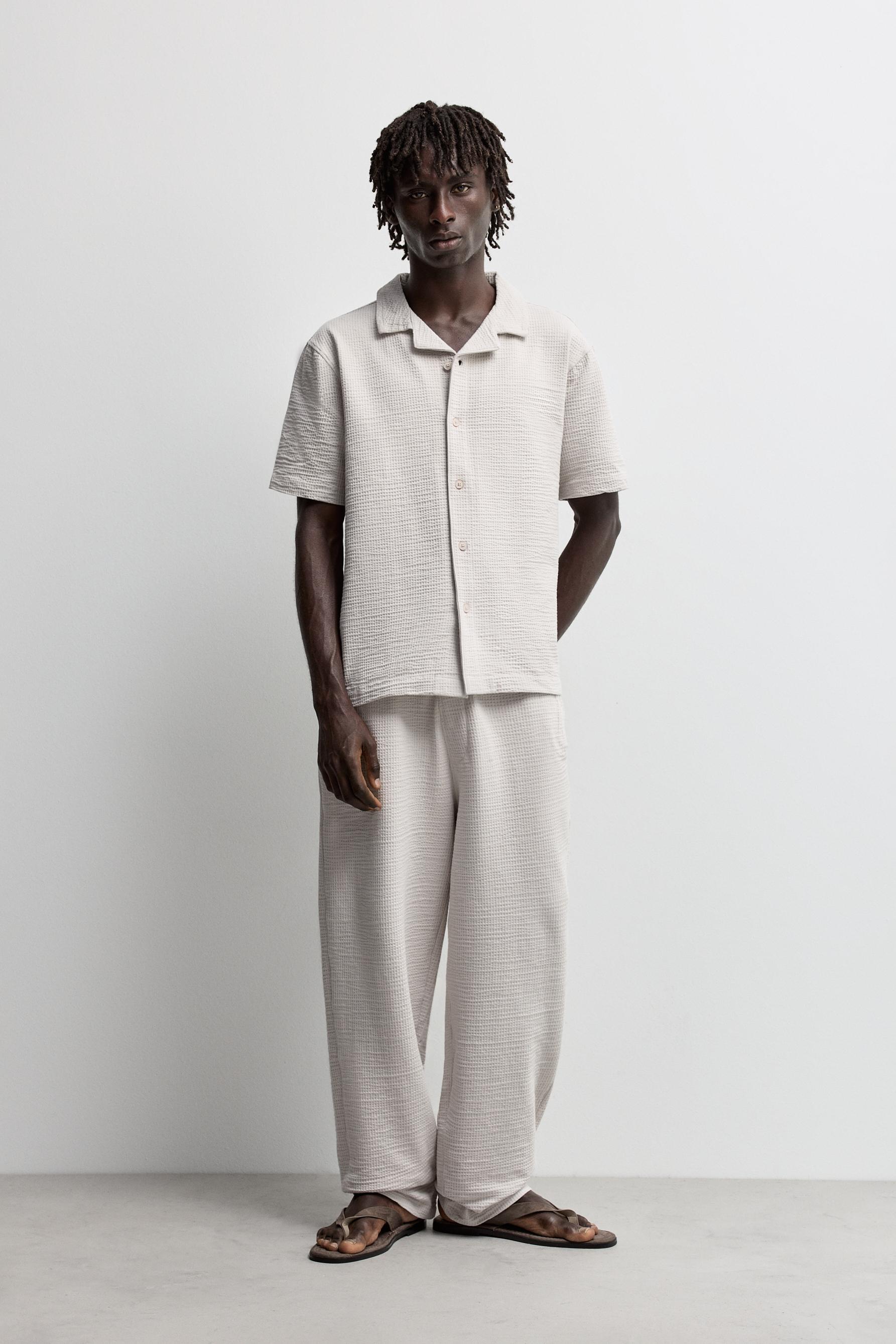 Seersucker trousers — IVORY